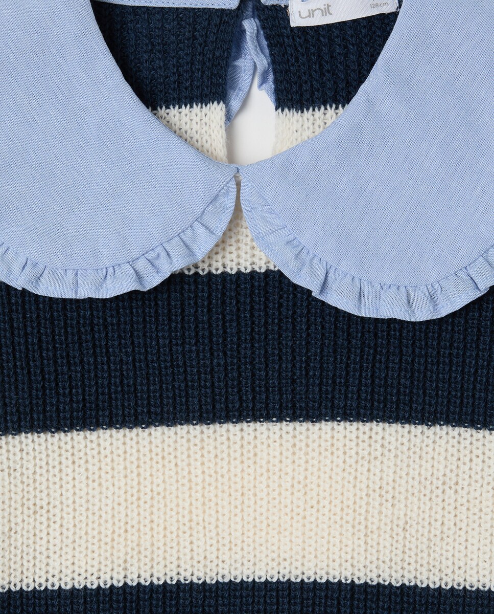 Jersey niña con cuello chambrè 400 Azul-3