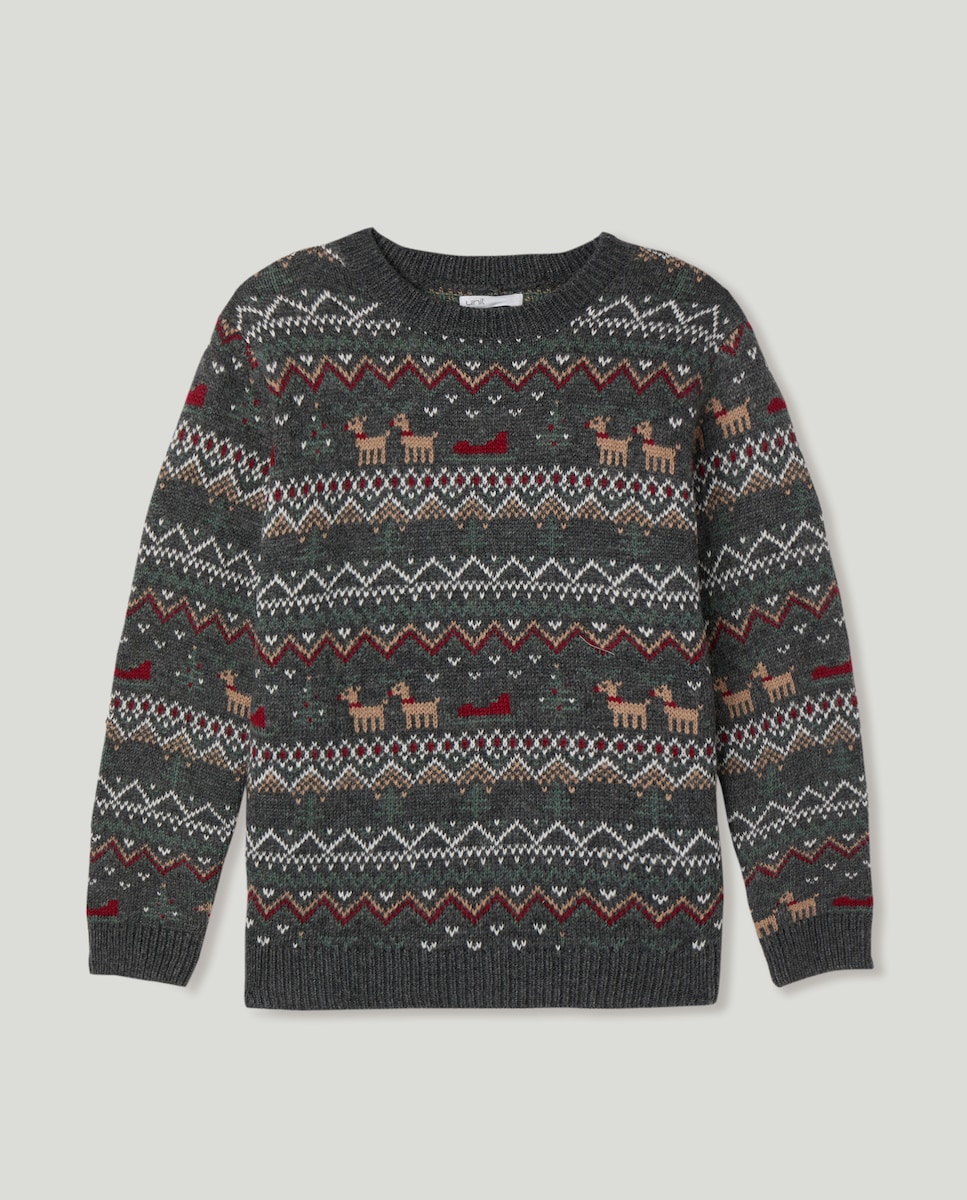 Jersey xmas all over infantil 820 Gris medio-1