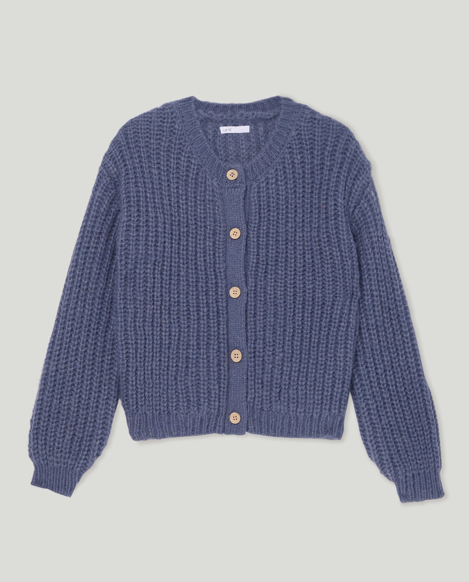 Chaqueta niña punto grueso 400 Azul-1