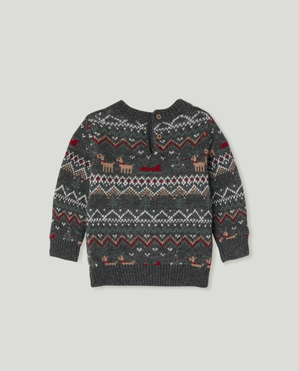 Jersey bebé xmas all over 820 Gris medio-2