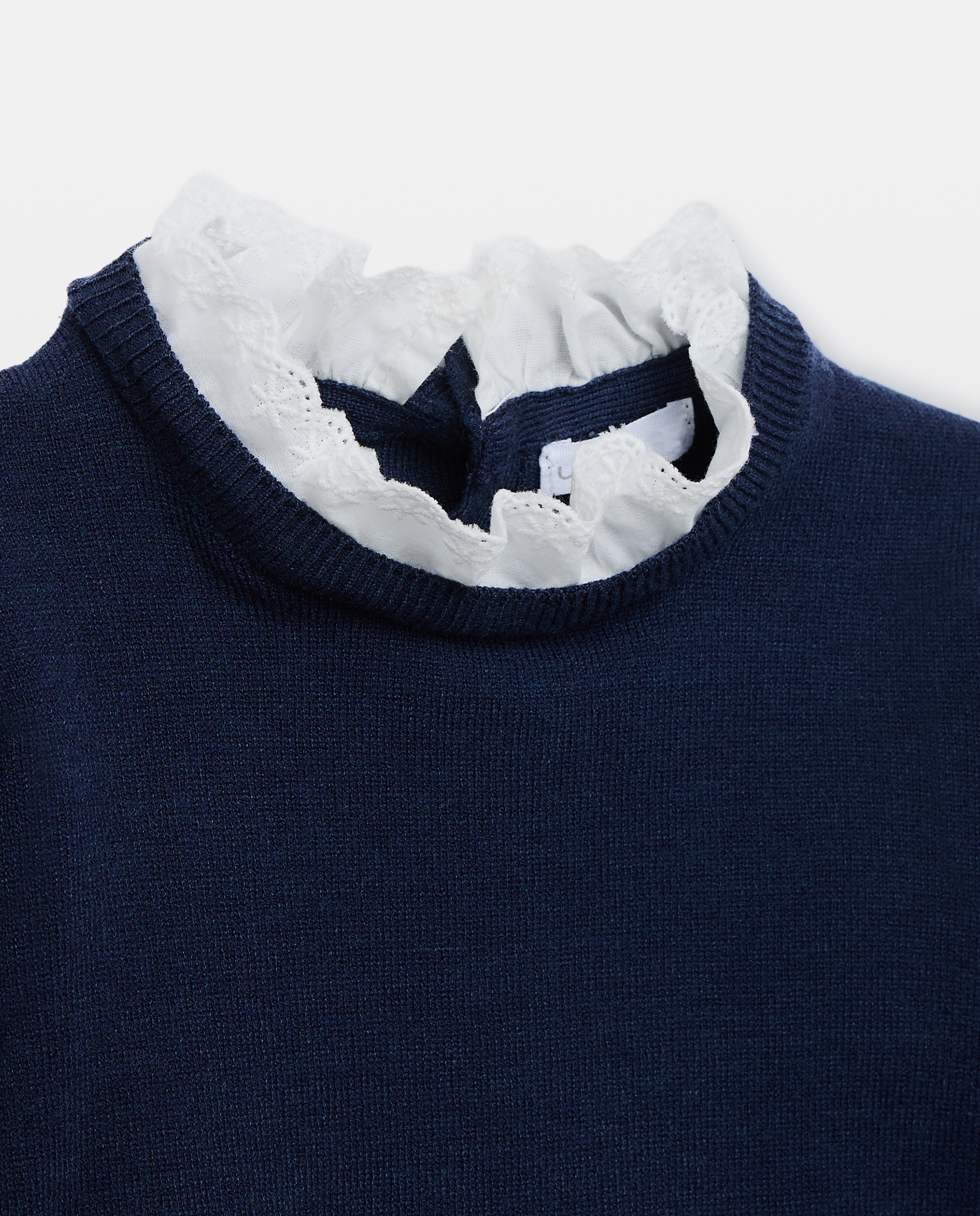 Jersey bebé niña cuello puntilla Azul-3