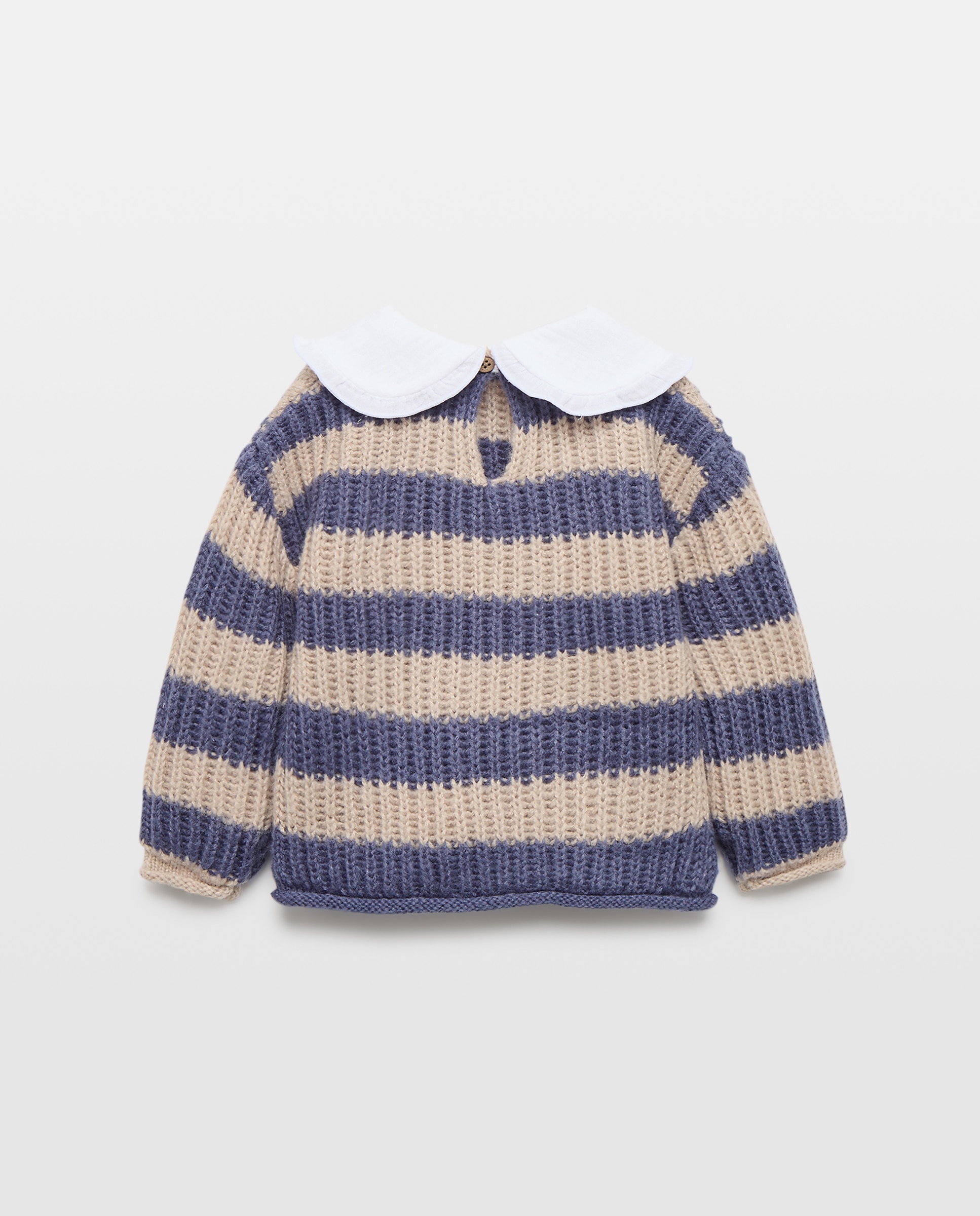 Jersey bebé niña rayas anchas con cuello 400 Azul-2