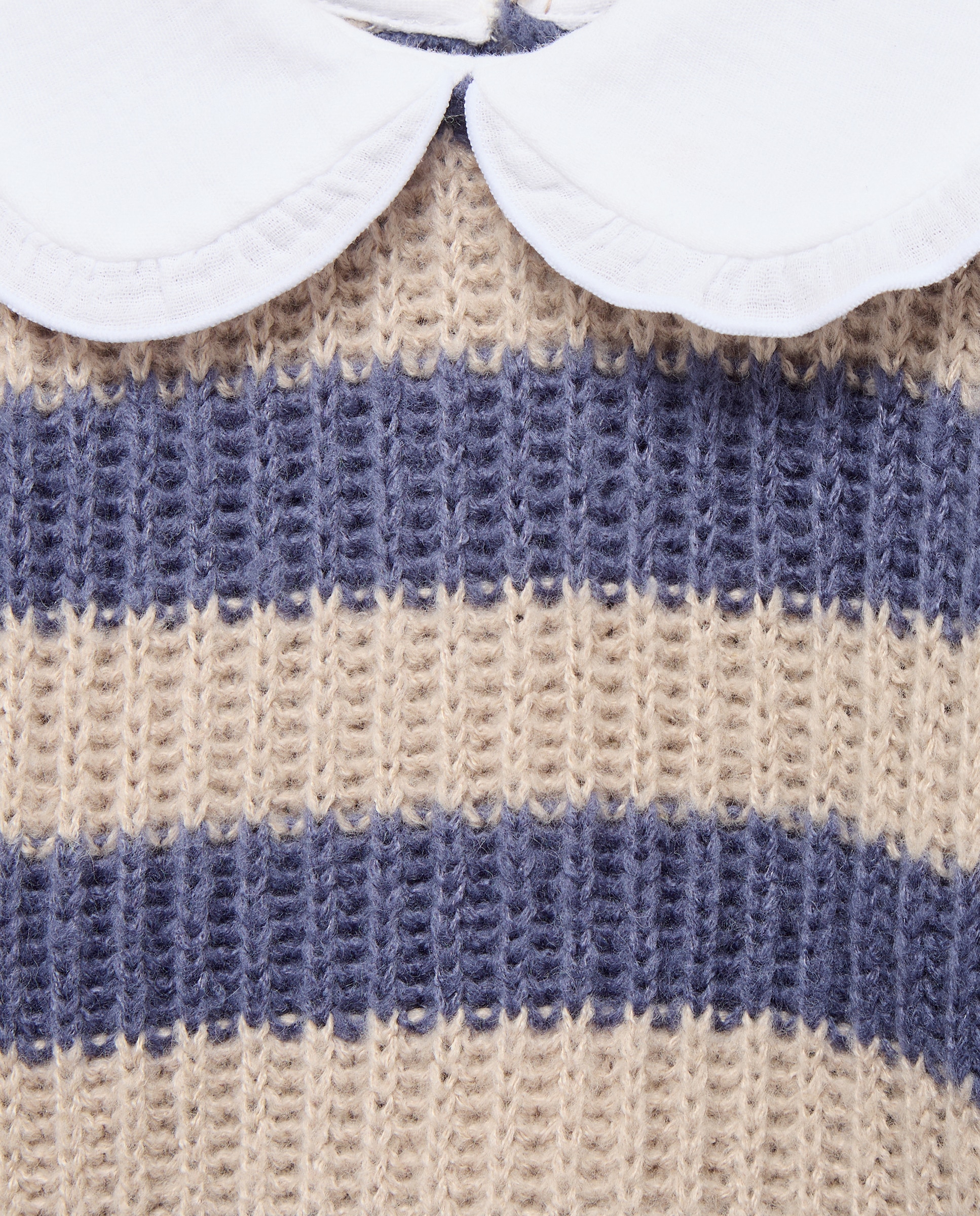 Jersey bebé niña rayas anchas con cuello 400 Azul-3