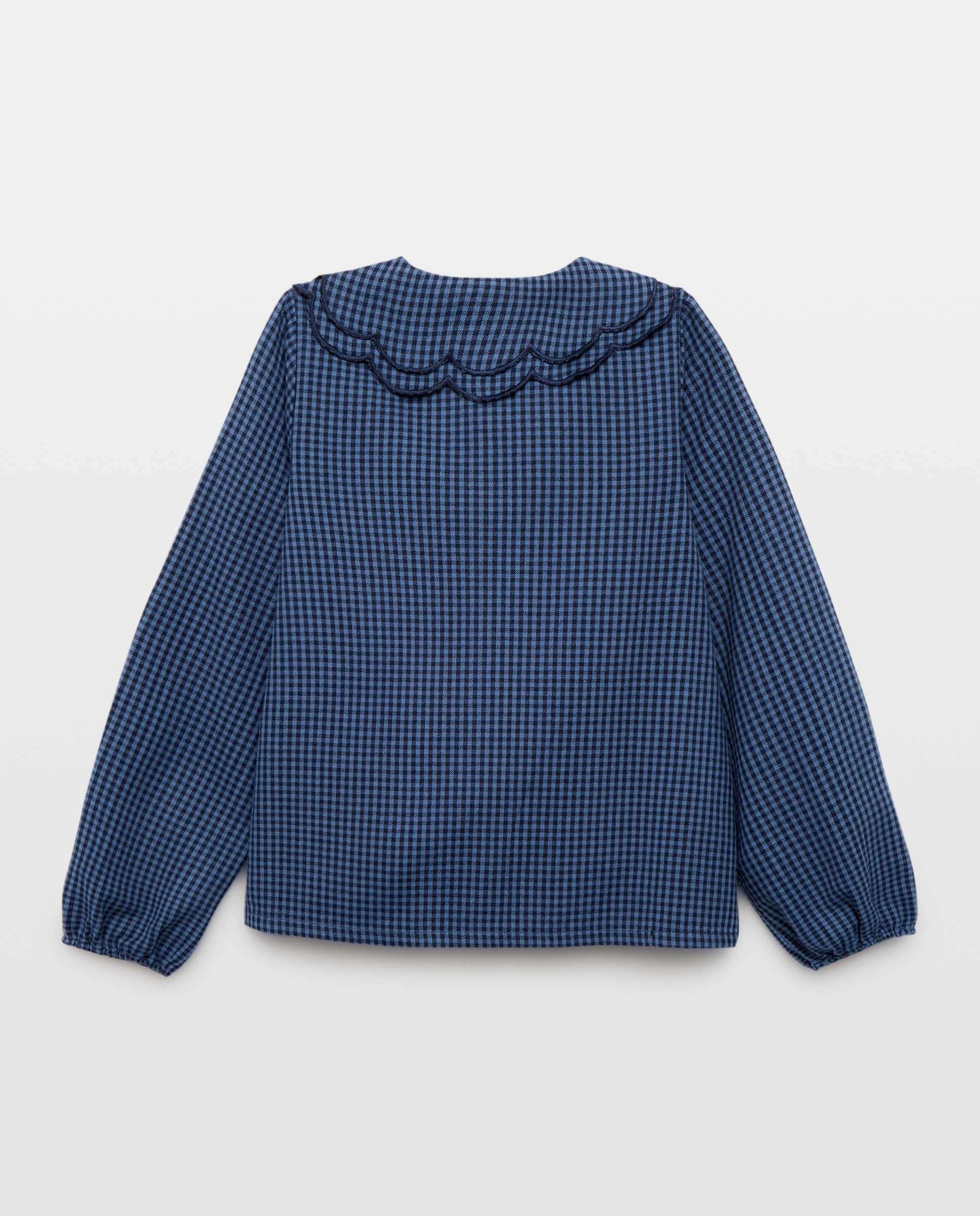 Blusa niña cuello con festón Azul marino-2