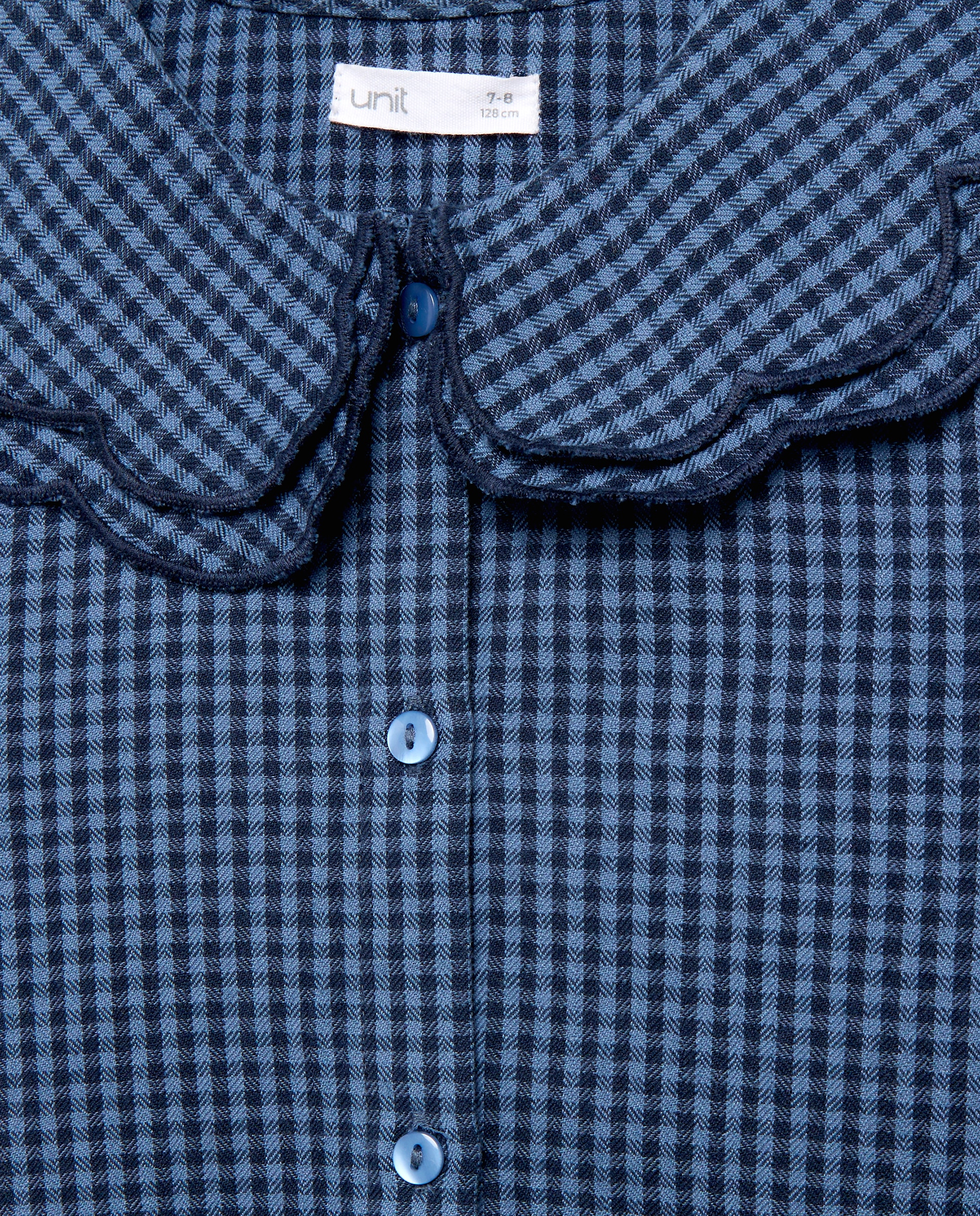 Blusa niña cuello con festón Azul marino-3