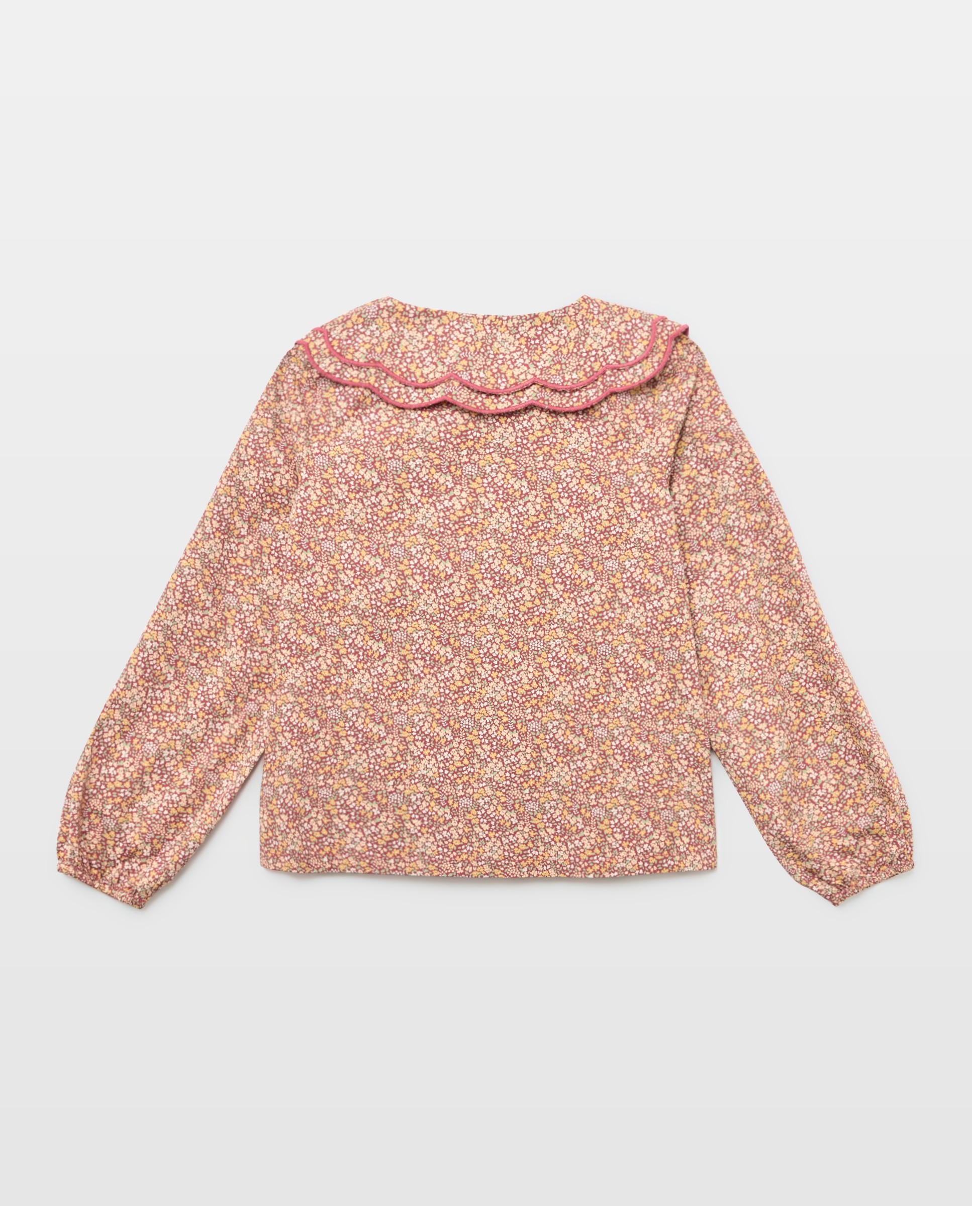 Blusa niña cuello con festón 770 Terracota-2