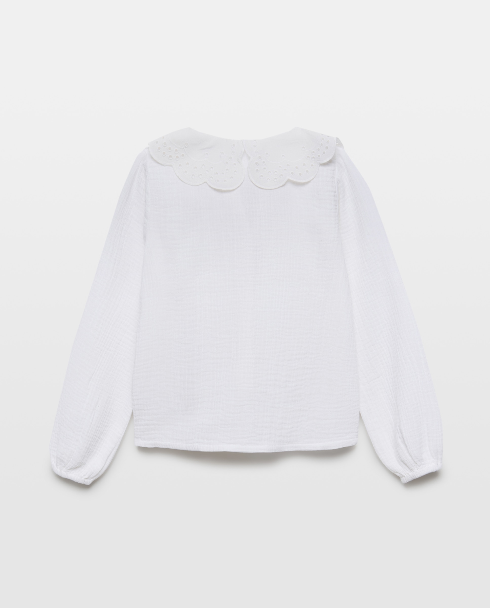 Blusa niña con cuello troquelado Blanco roto-2