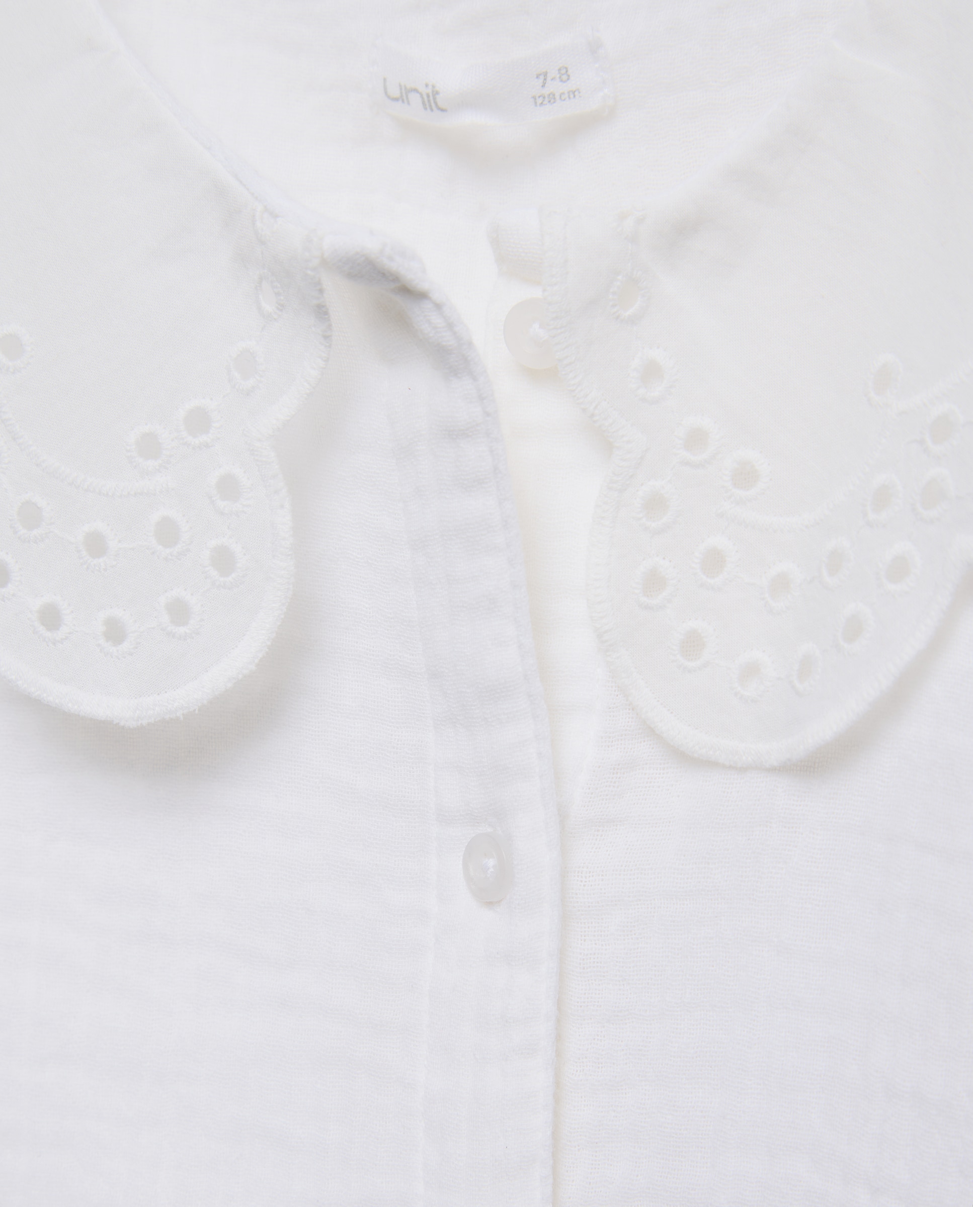 Blusa niña con cuello troquelado Blanco roto-3