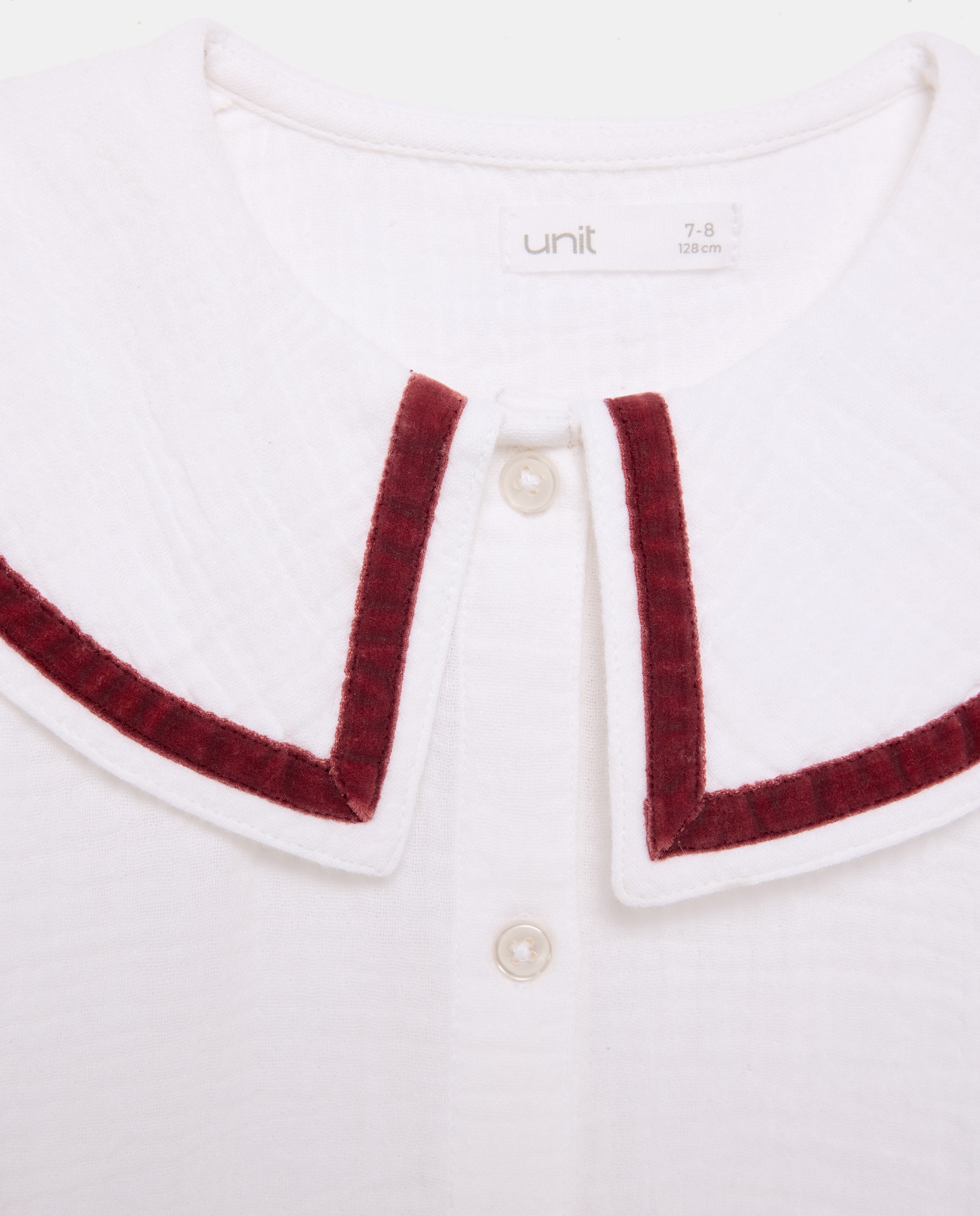 Blusa niña cuello velvet Blanco roto-3