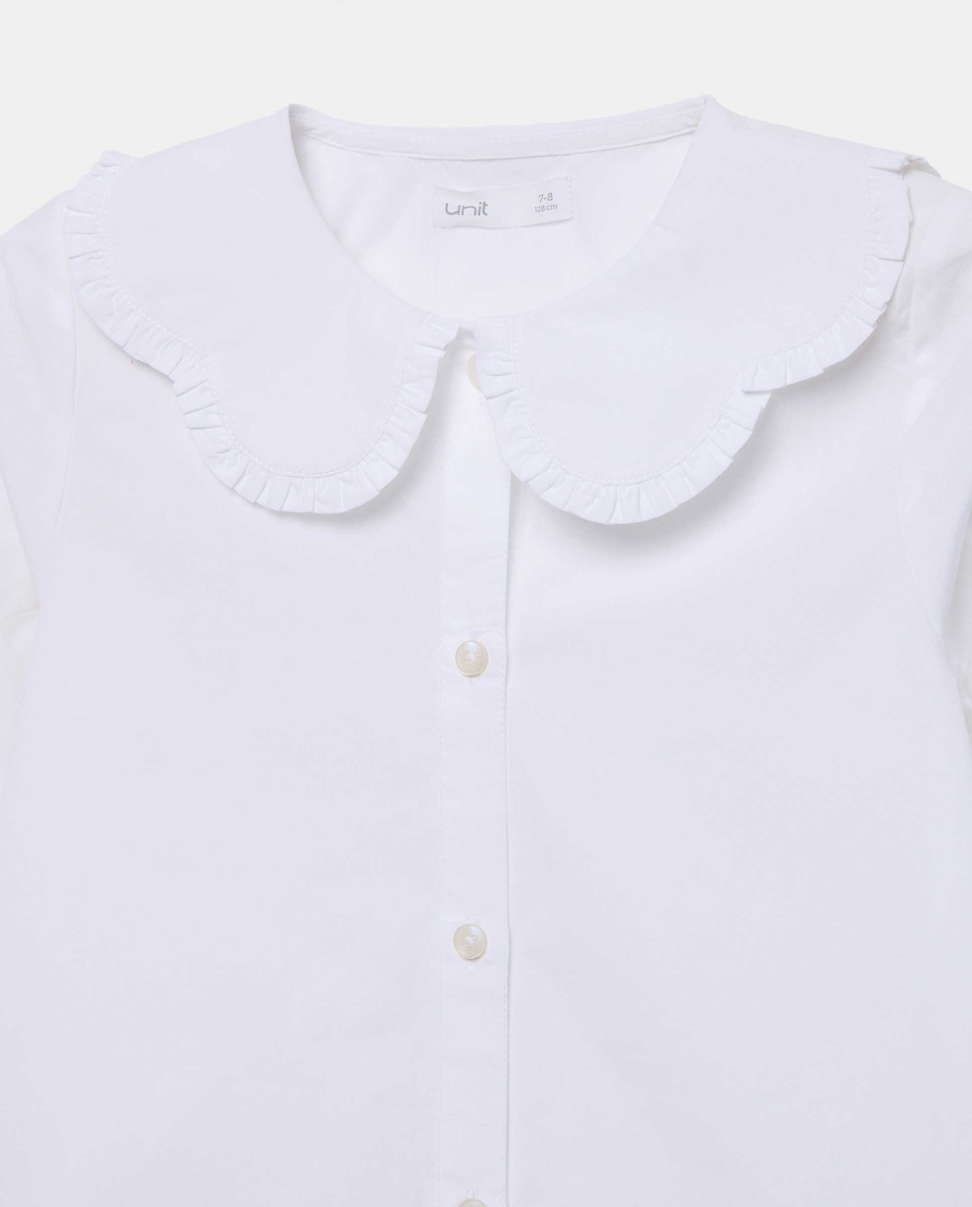Blusa niña cuello frill Blanco-3