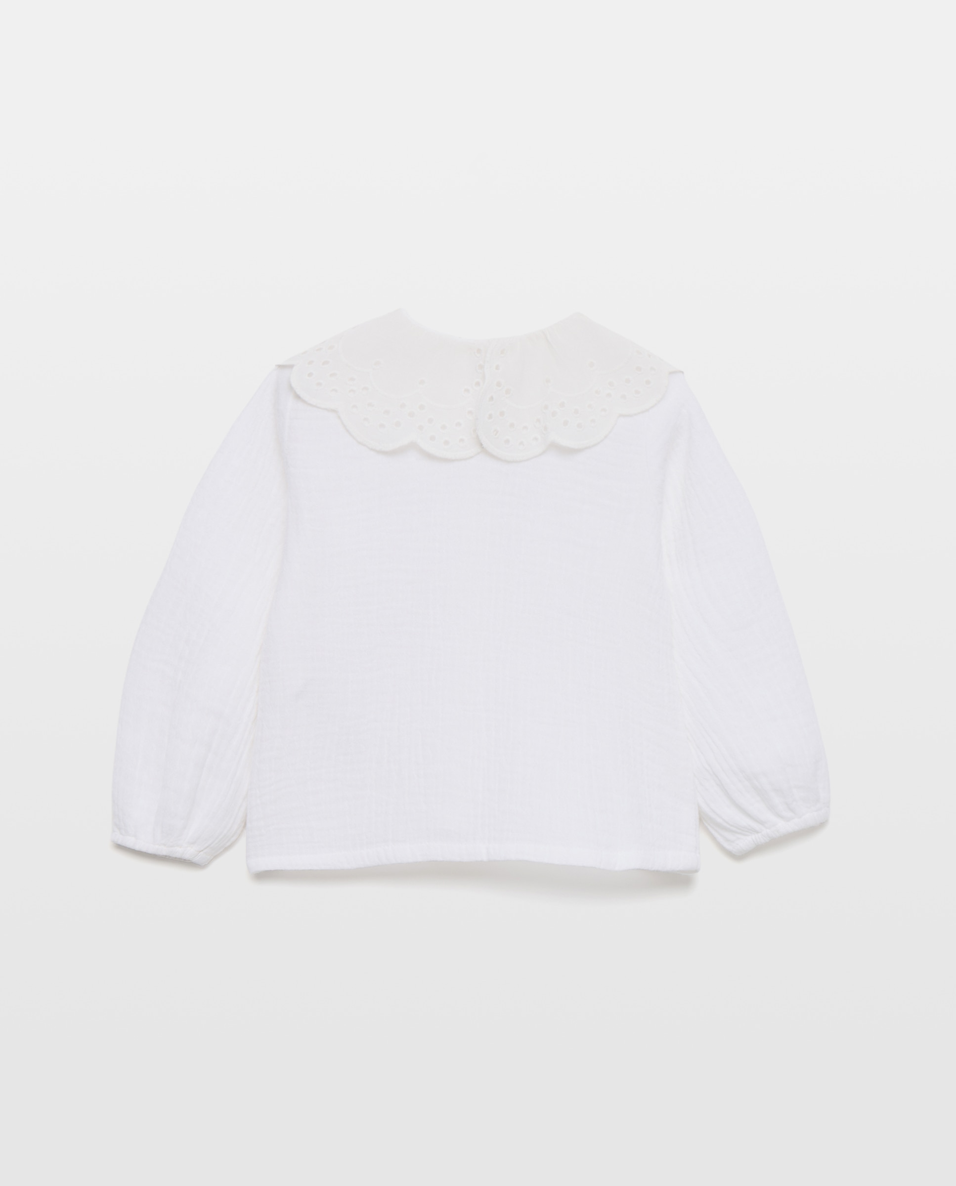 Blusa bebé niña con cuello troquelado Blanco roto-2