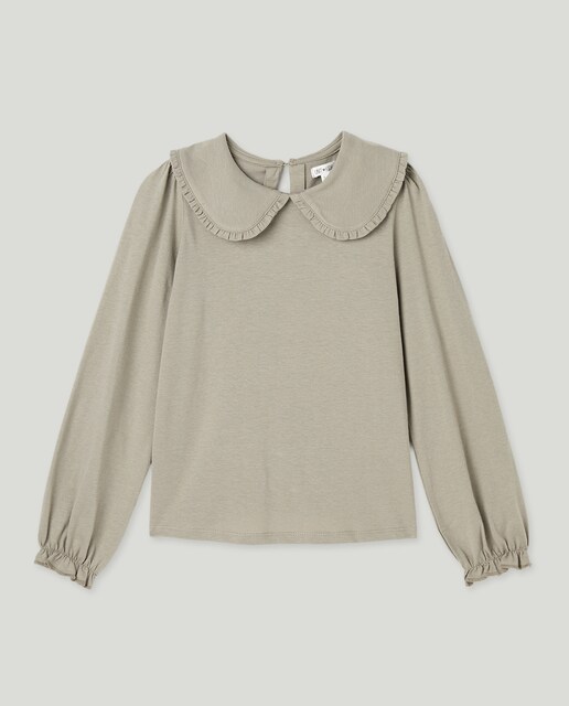 Imagen 0 de Camiseta niña cuello bordado