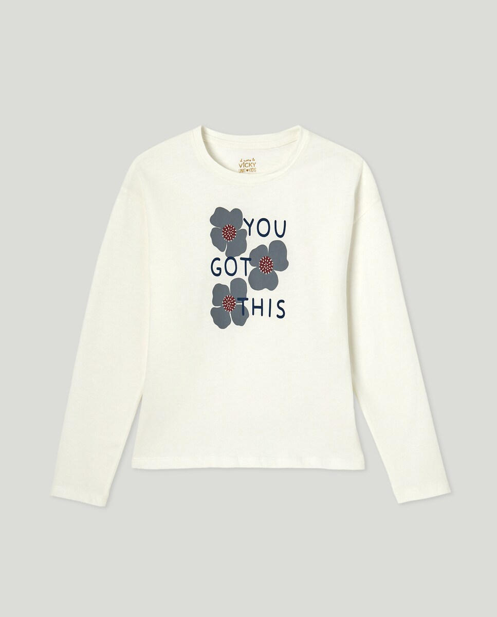 Camiseta niña solidaria Blanco roto-1