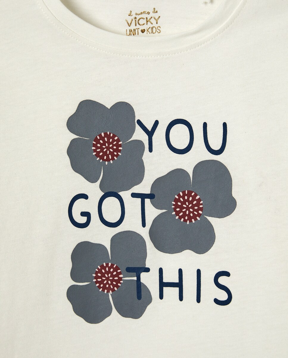 Camiseta niña solidaria Blanco roto-3