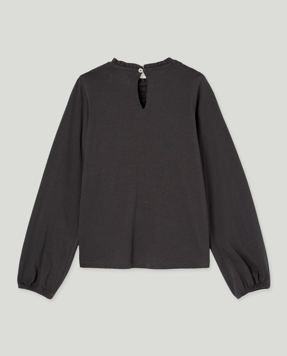 Camiseta niña cuello smock 830 Antracita-2
