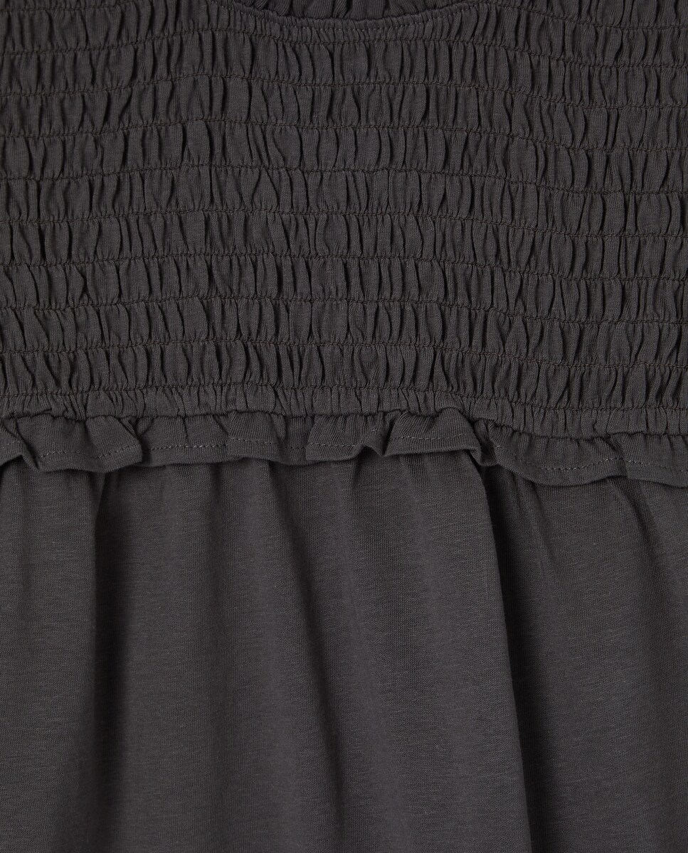 Camiseta niña cuello smock 830 Antracita-3