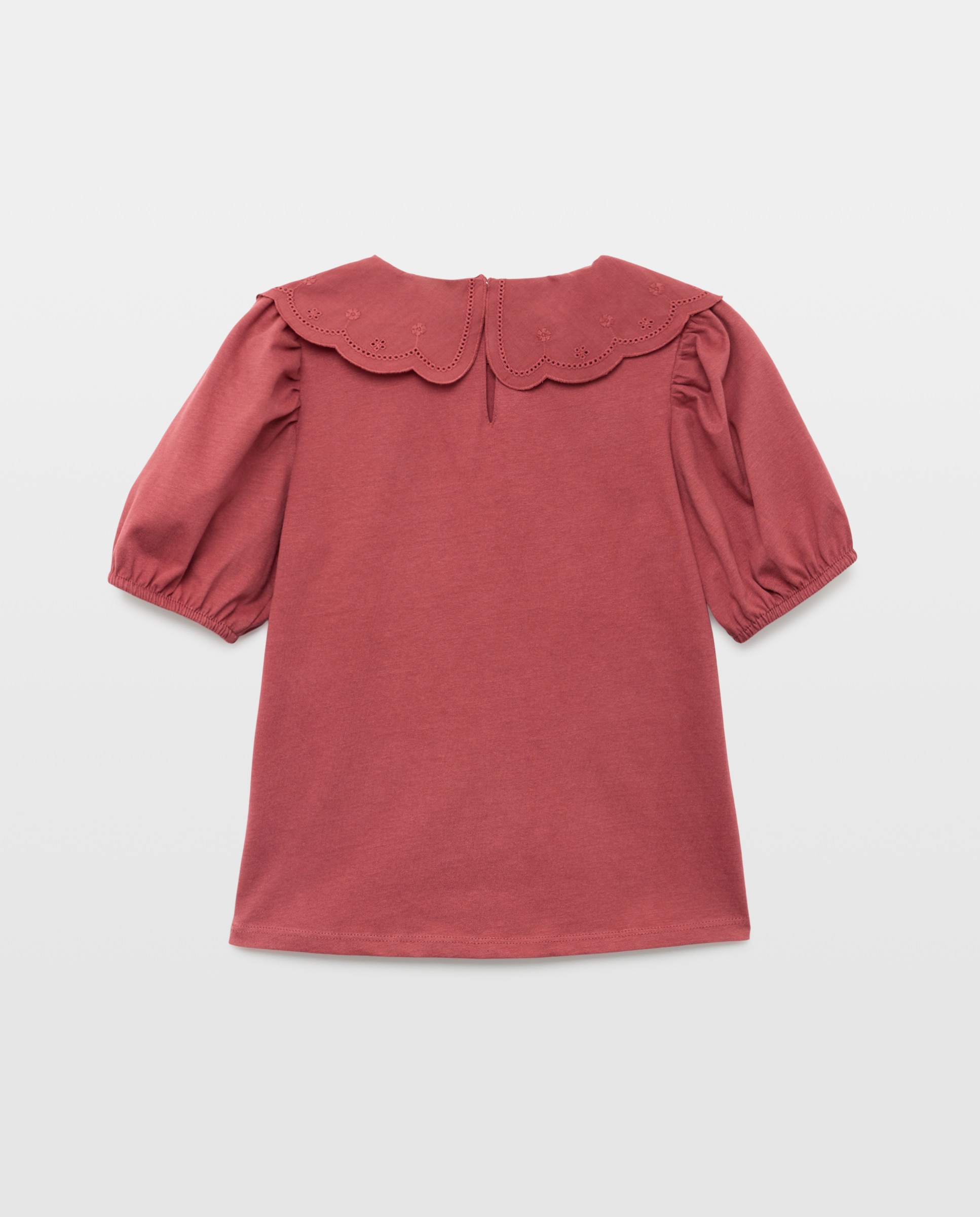 Camiseta niña manga corta y cuello Terracota-2