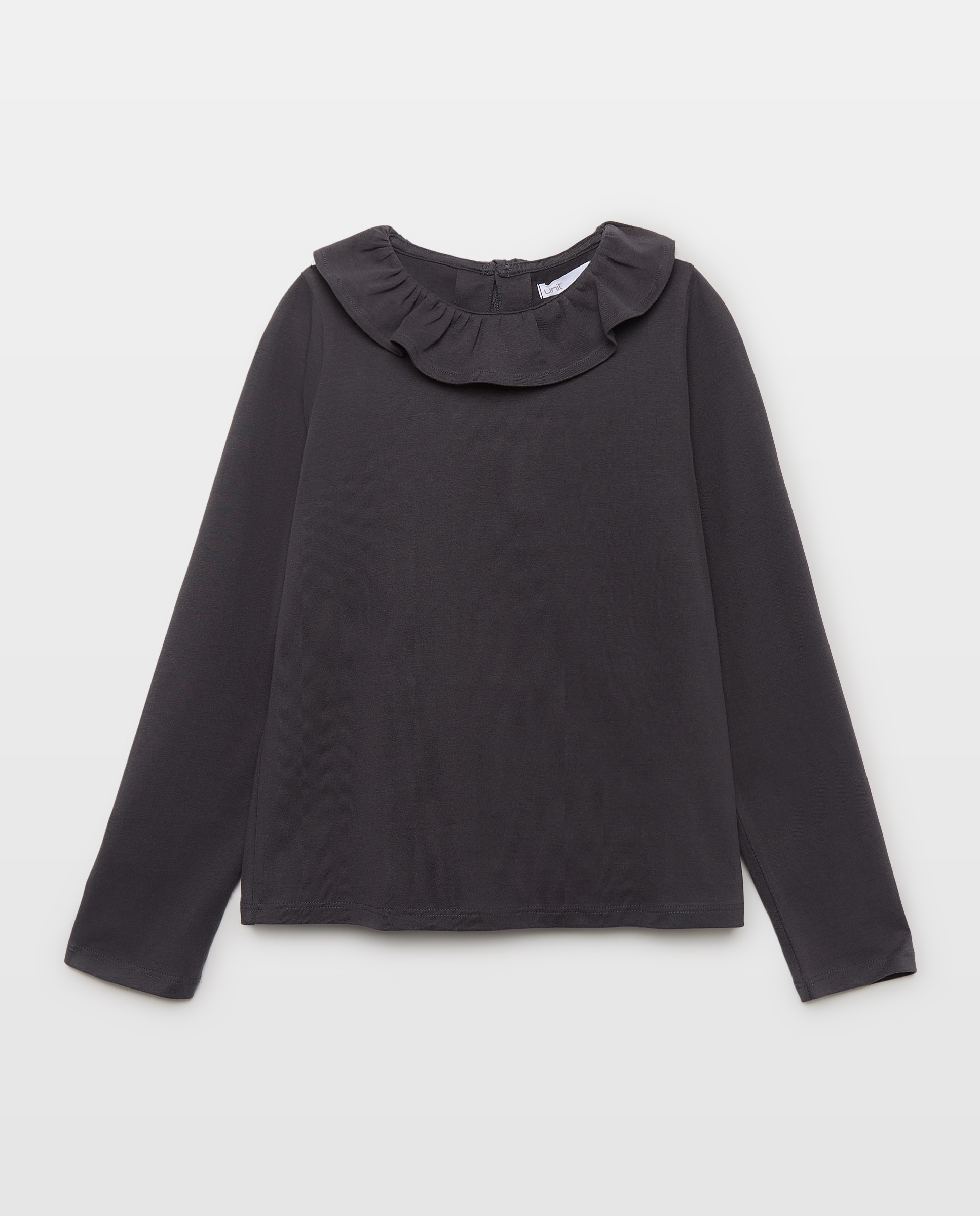 Camiseta niña cuello básica 830 Antracita-1