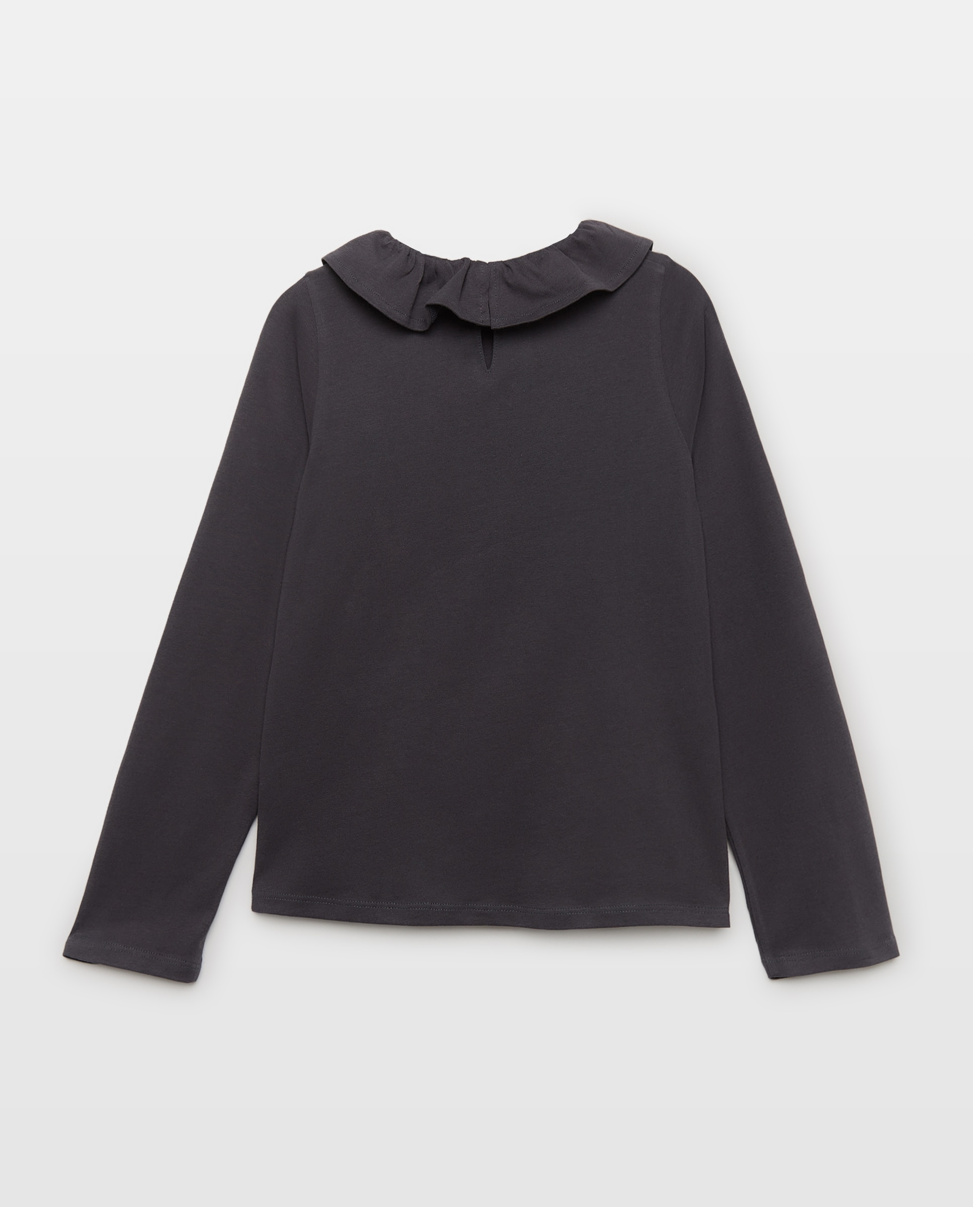 Camiseta niña cuello básica 830 Antracita-2