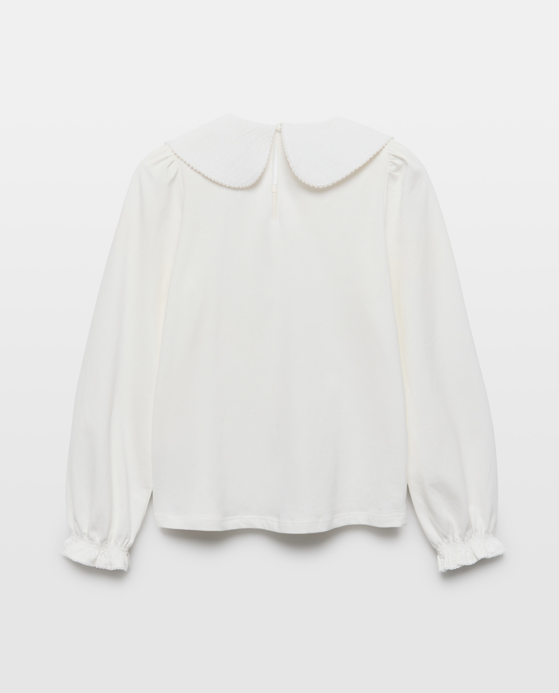 Camiseta niña cuello bordado Blanco roto-2