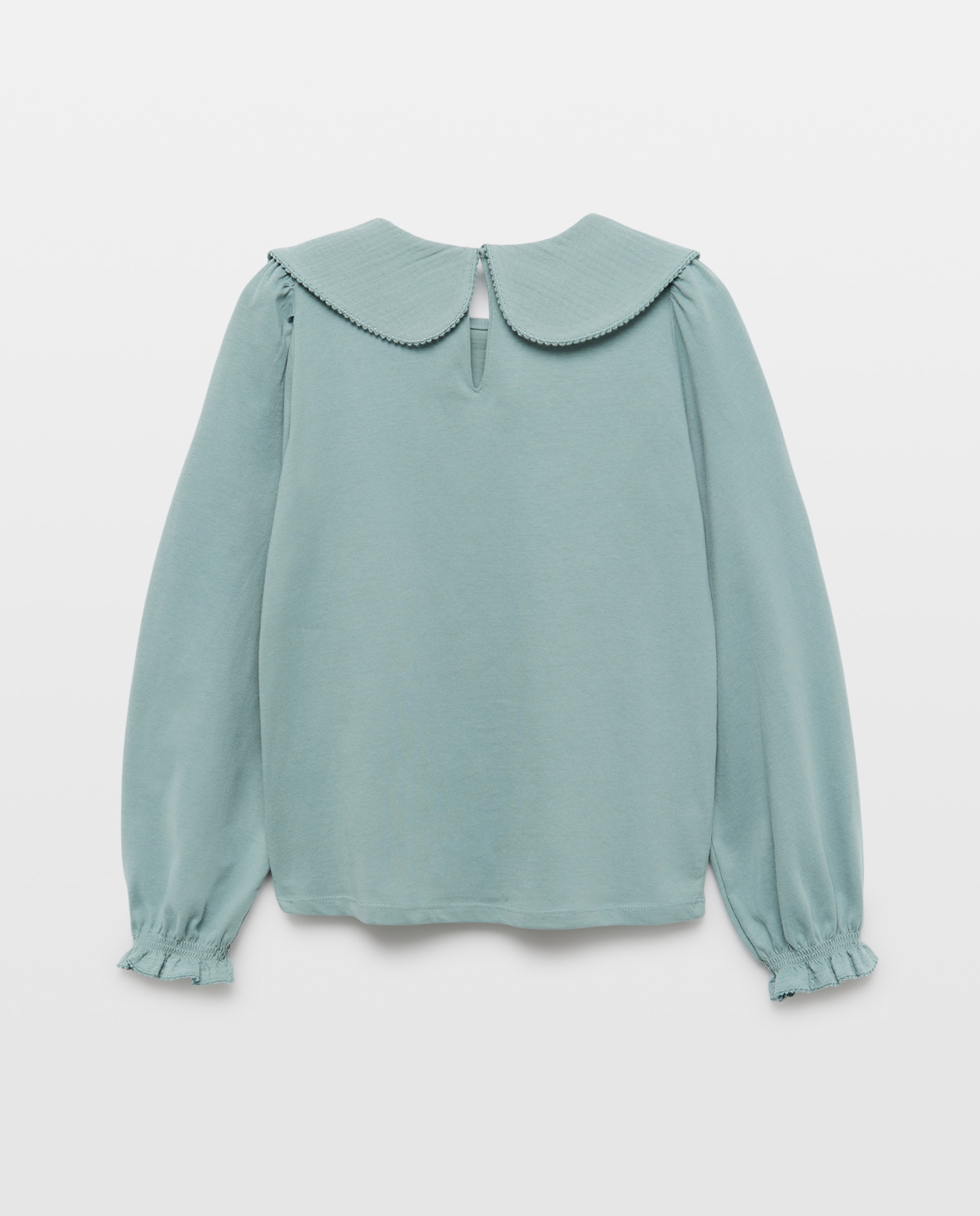 Camiseta niña cuello bordado 582 Verde agua-2