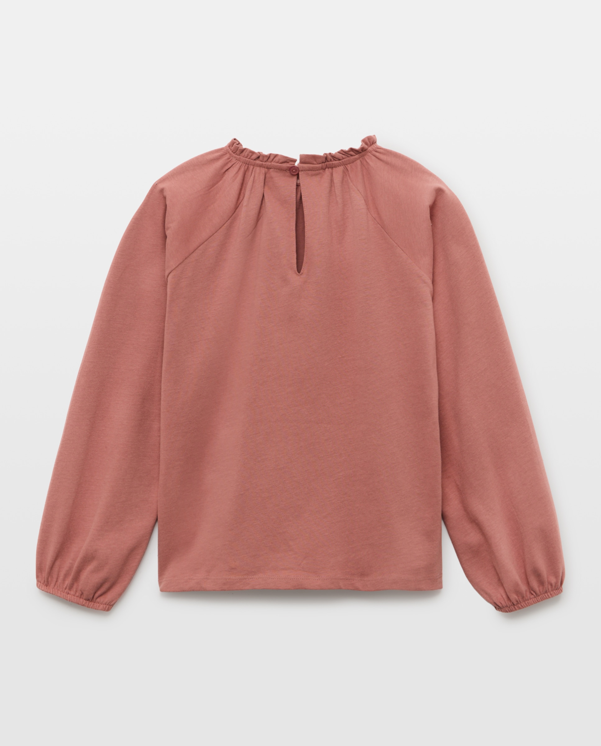 Camiseta niña cuello fruncido Papaya-2