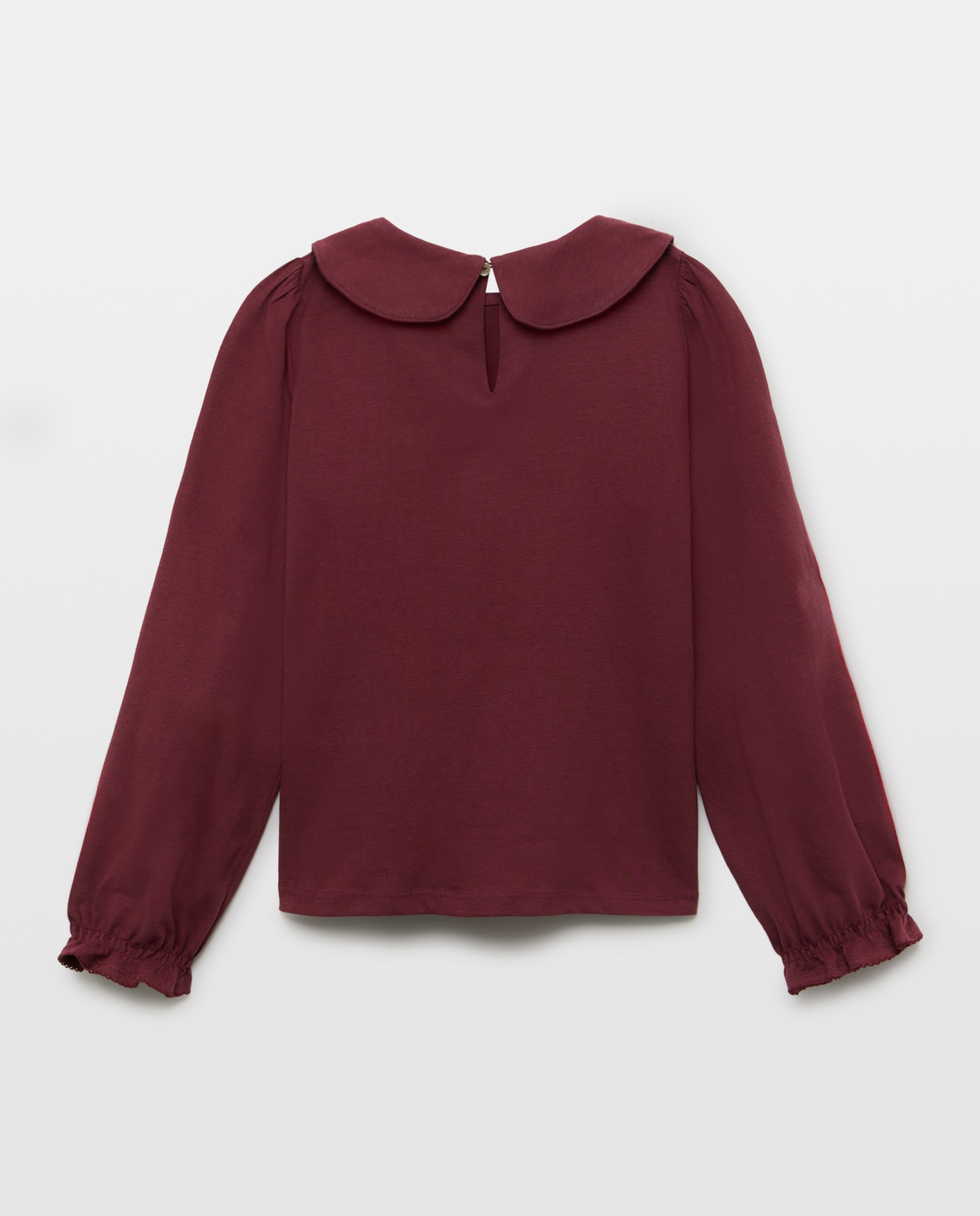 Camiseta niña cuello bebé Burdeos-2