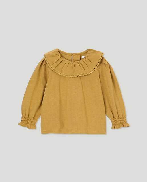 Imagen 0 de Camiseta de bebé niña con cuello puntilla