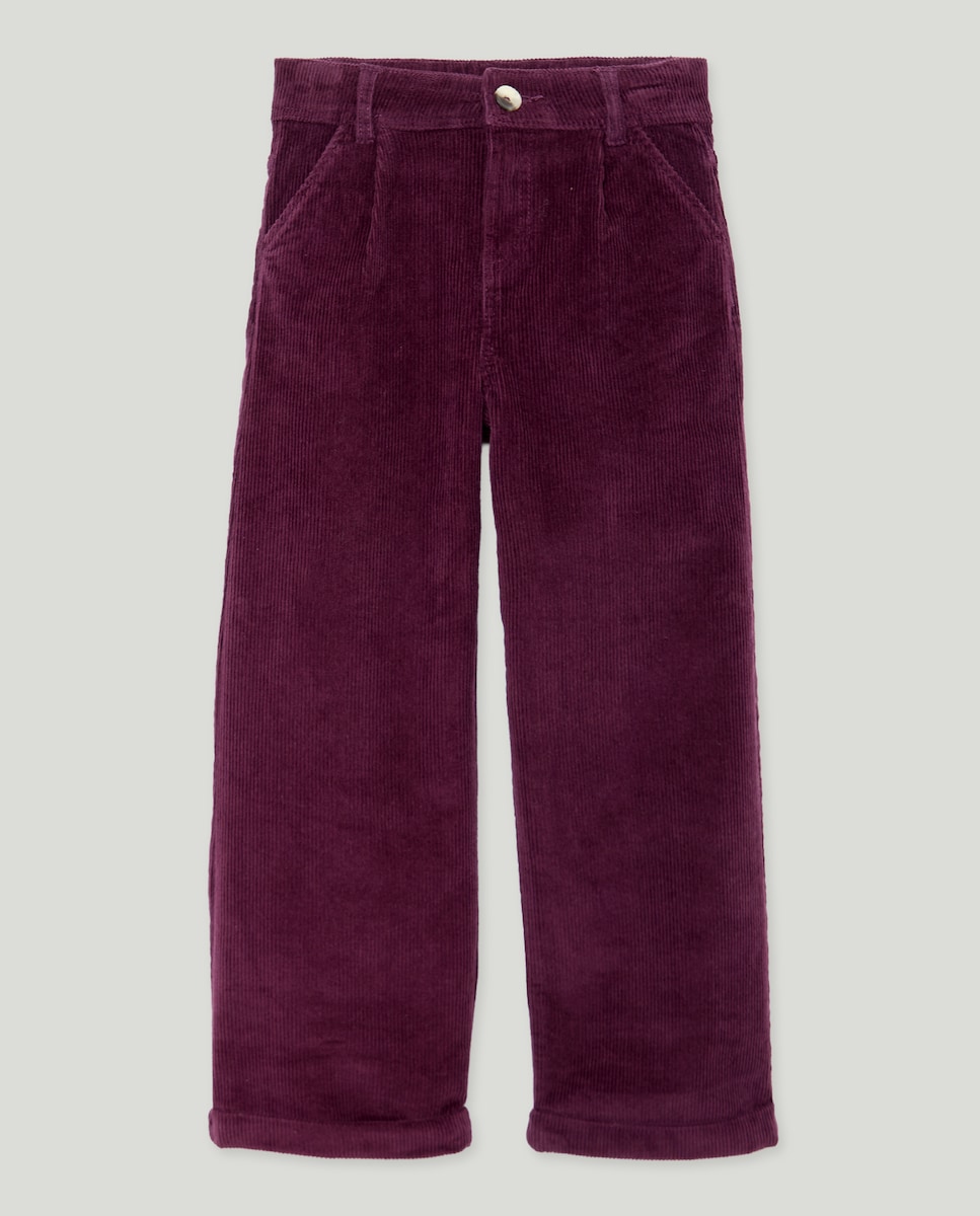 Pantalón niña ancho de pana gruesa Purpura-1