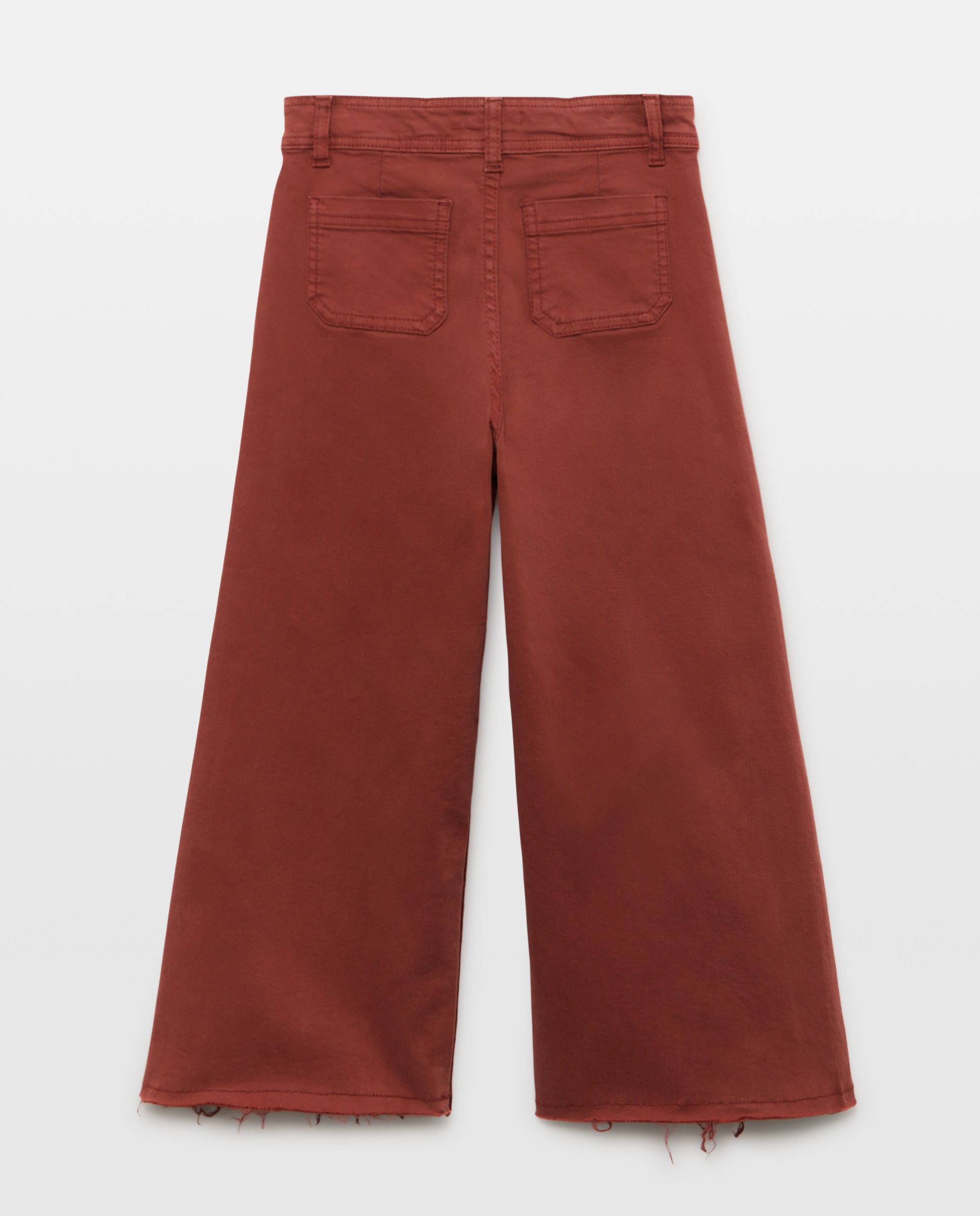 Pantalón niña ancho con bolsillos Naranja quemado-2