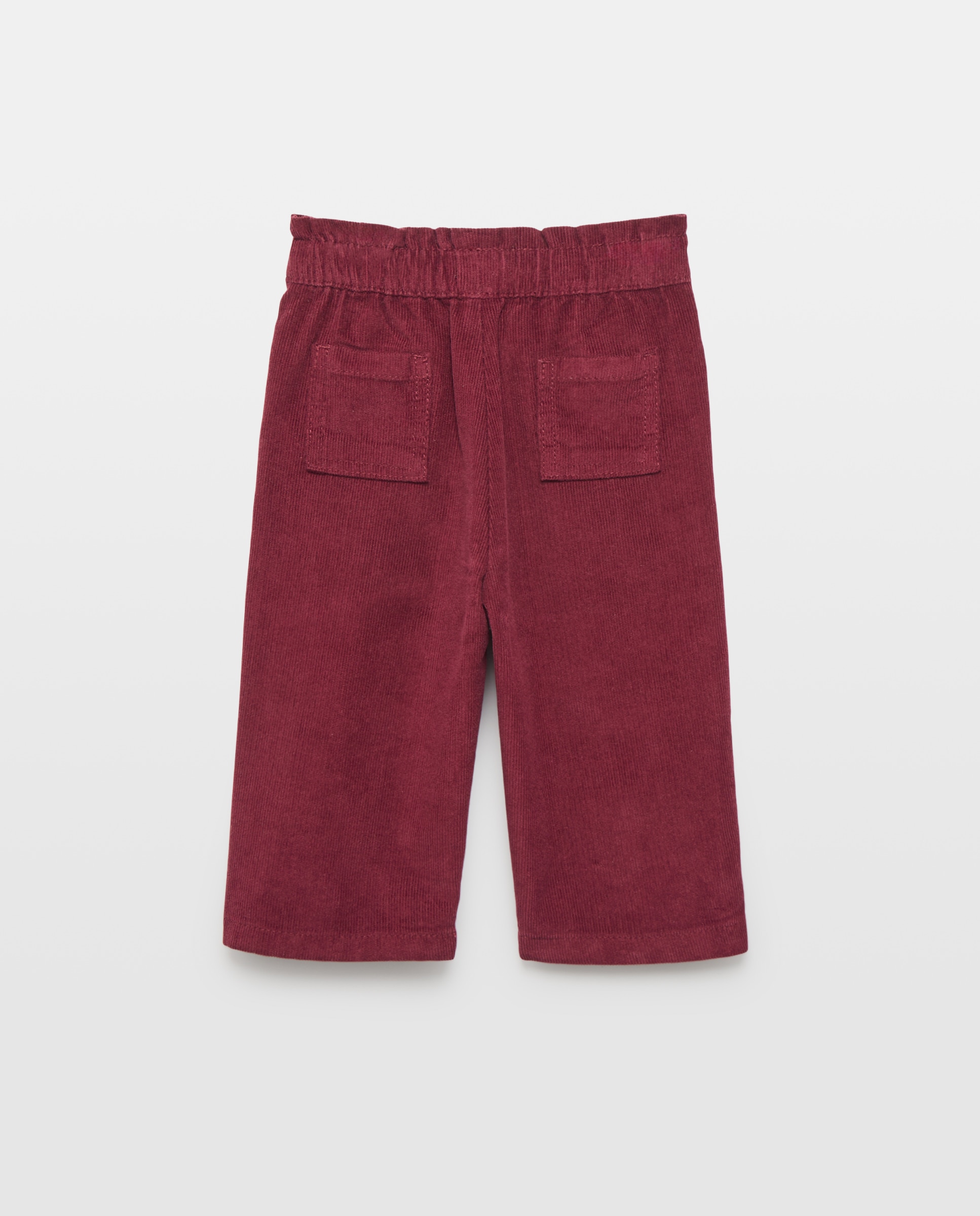 Pantalón bebé niña pana con lazo Burdeos-2