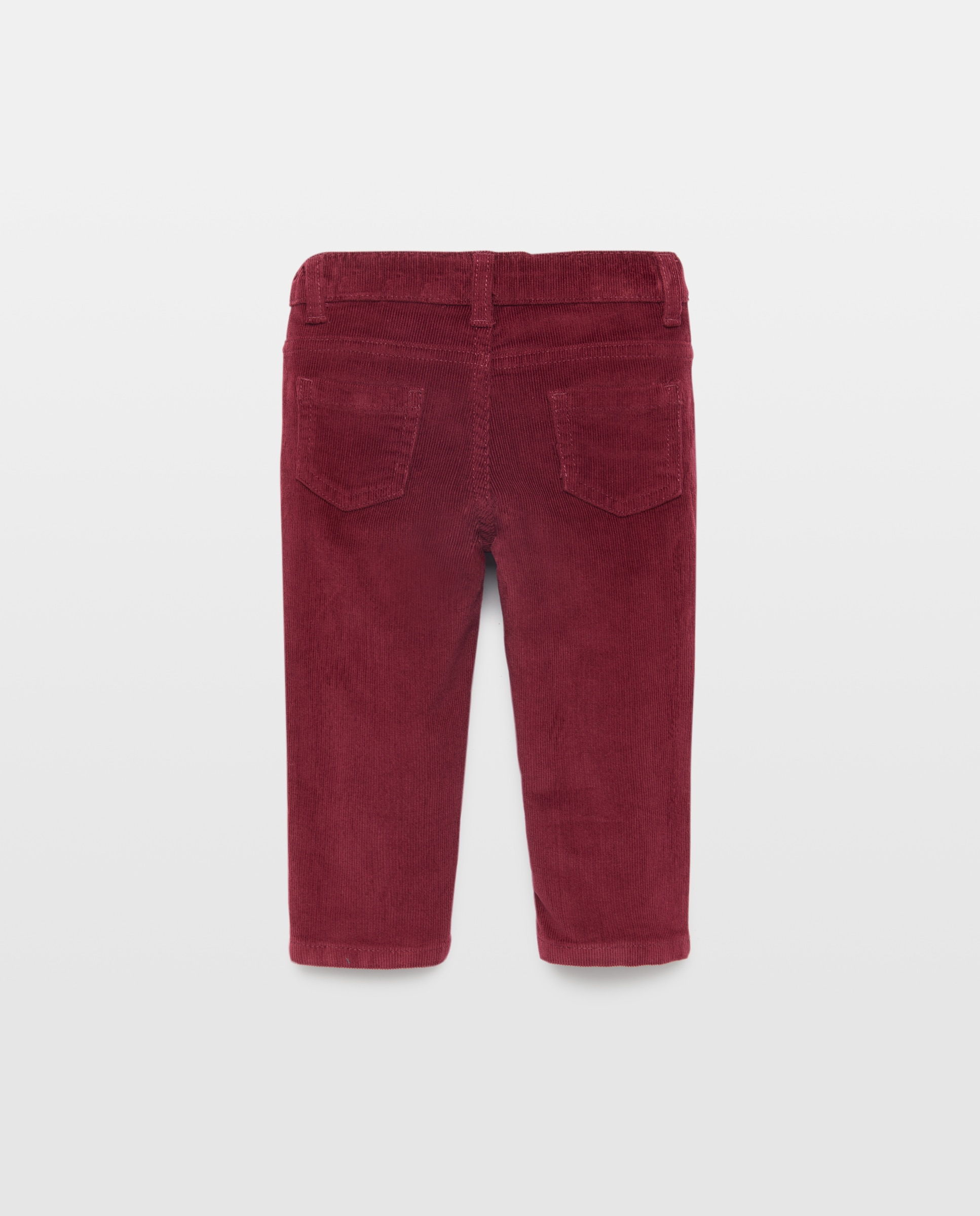 Pantalón bebé niña pana con bolsillos Burdeos-2