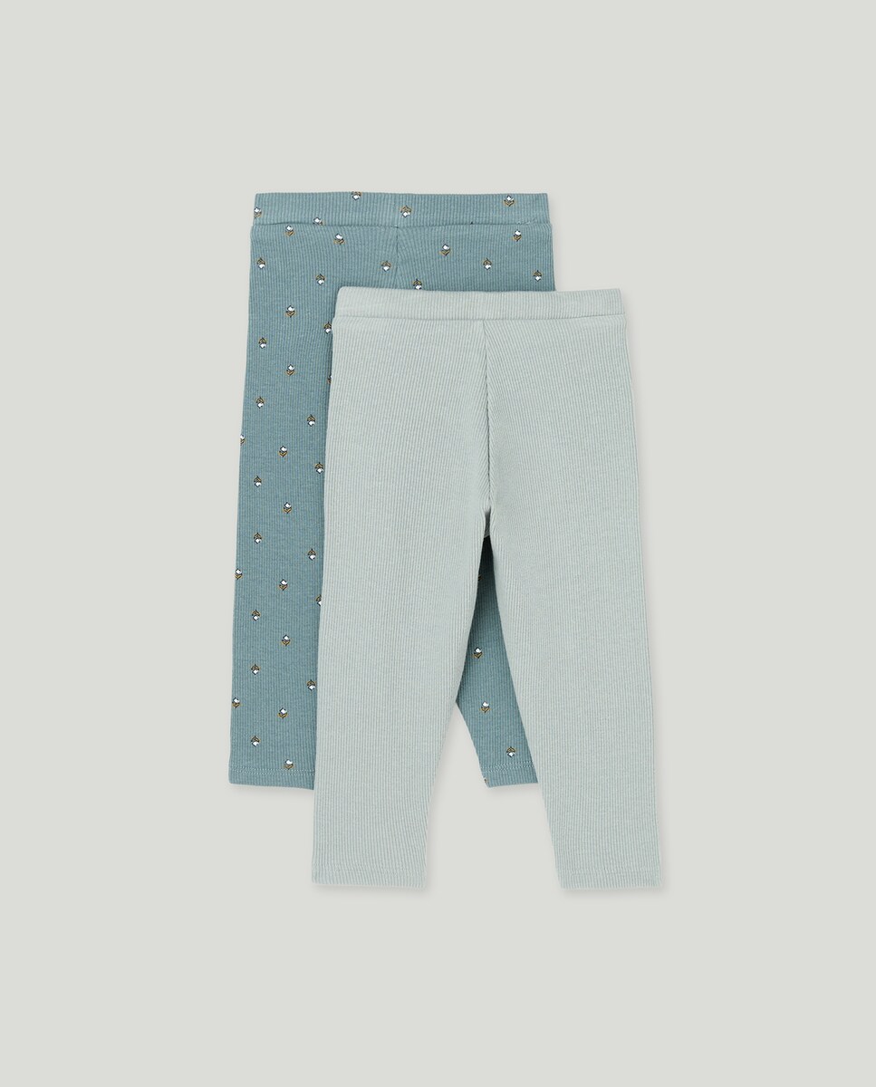 Pack dos leggings bebé niña canale Verde Pato-2