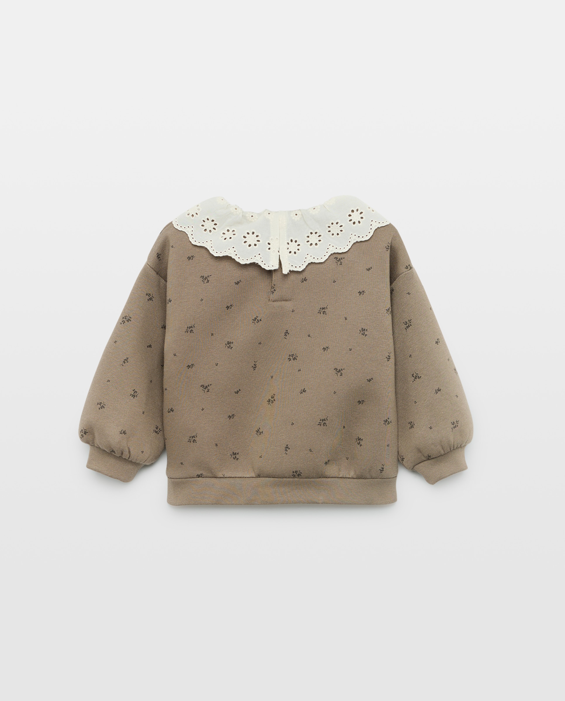 Sudadera bebé niña cuello volante Visón oscuro-2