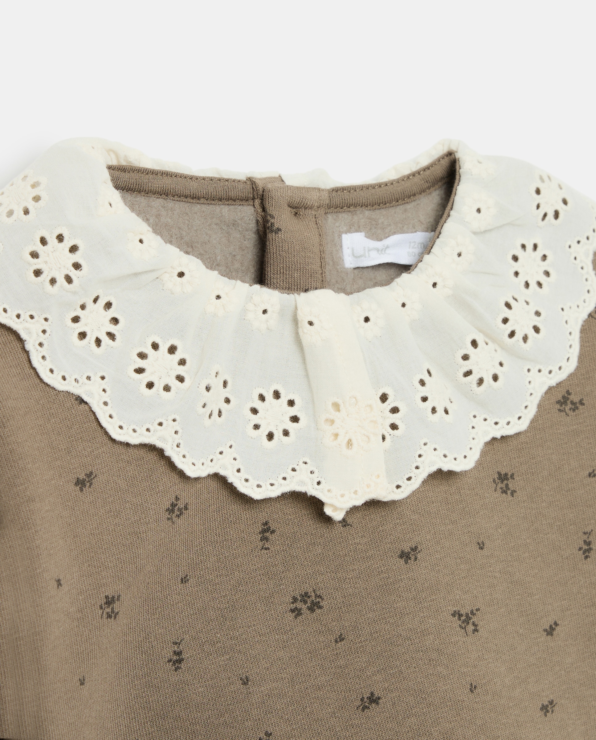 Sudadera bebé niña cuello volante Visón oscuro-3
