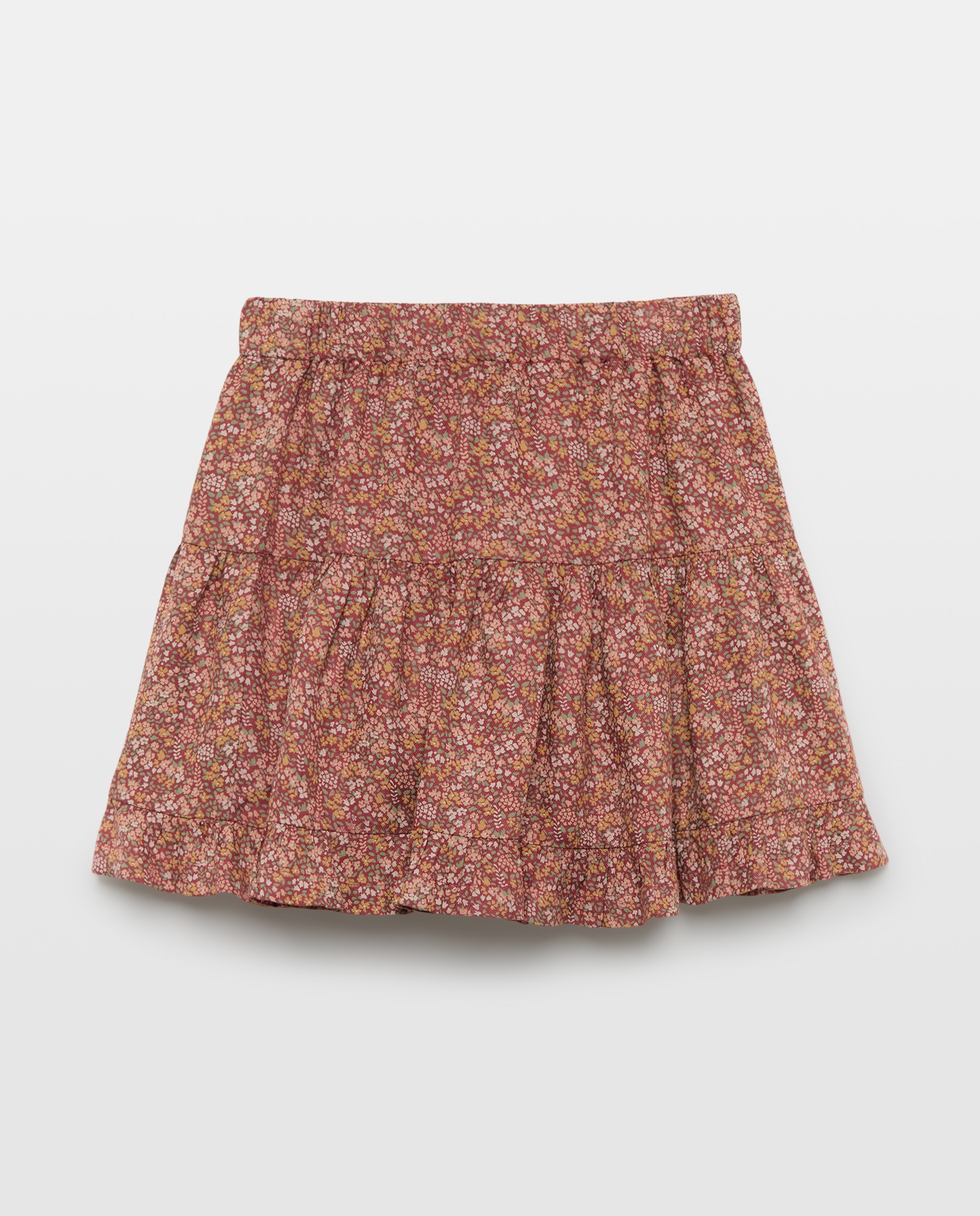 Falda niña viscosa volante 770 Terracota-2
