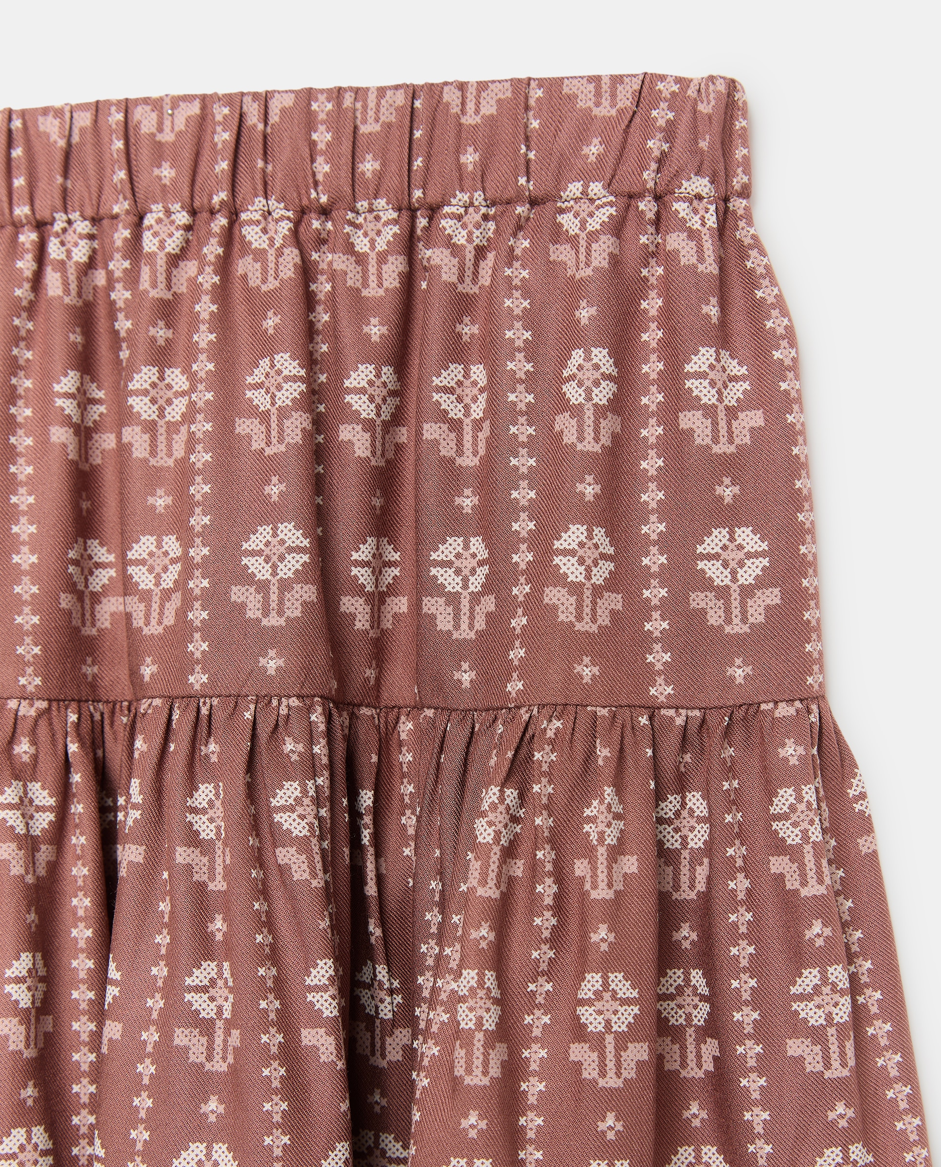 Falda niña viscosa volante 230 Rosa oscuro-3