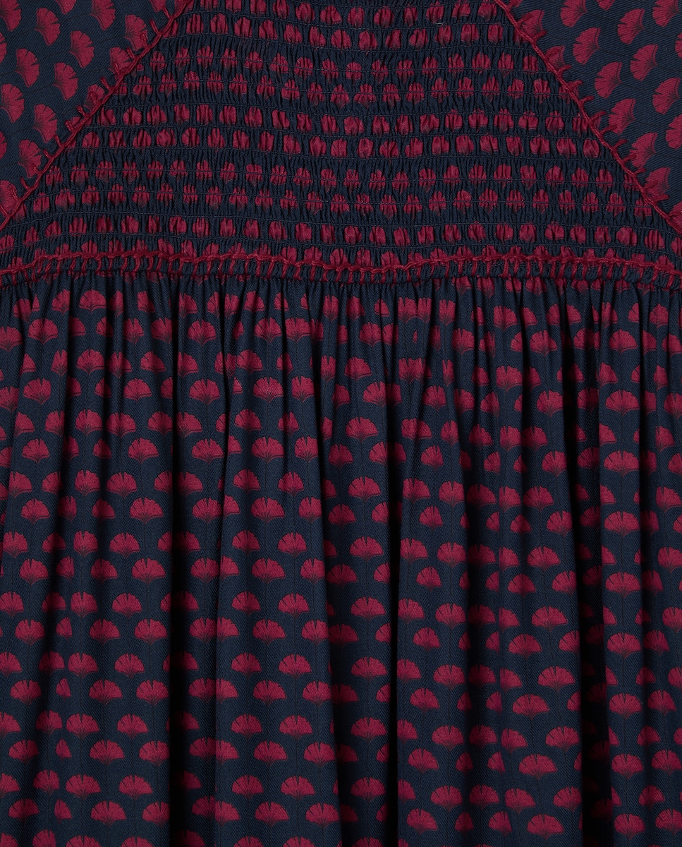 Vestido niña estampado de viscosa 400 Azul-3