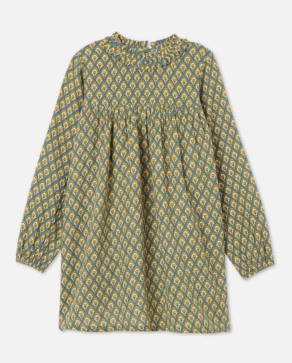 Vestido niña de gasa Verde Pato-1