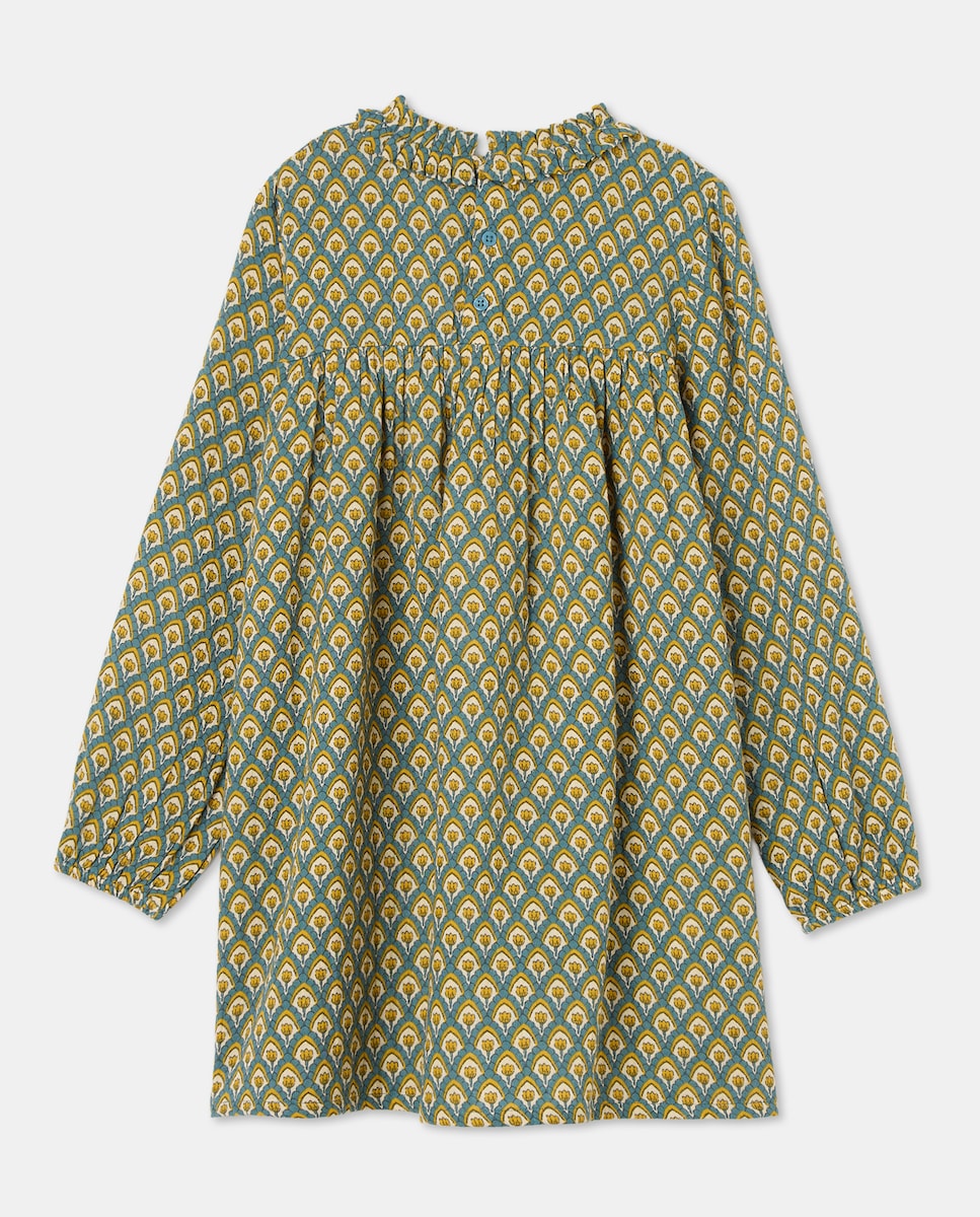 Vestido niña de gasa Verde Pato-2