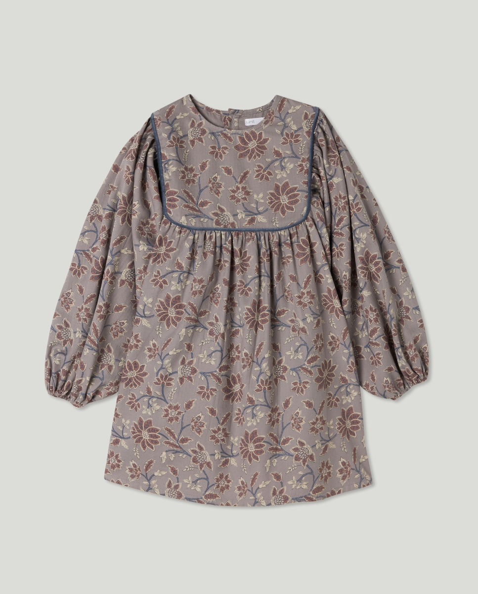 Vestido niña estampado con canesú 820 Gris medio-1