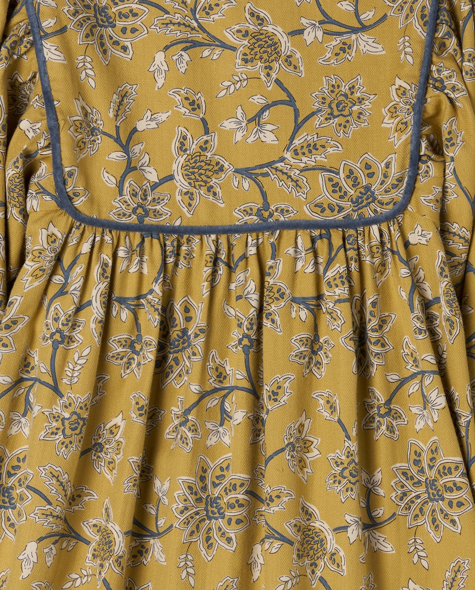 Vestido niña estampado con canesú Pistacho-3