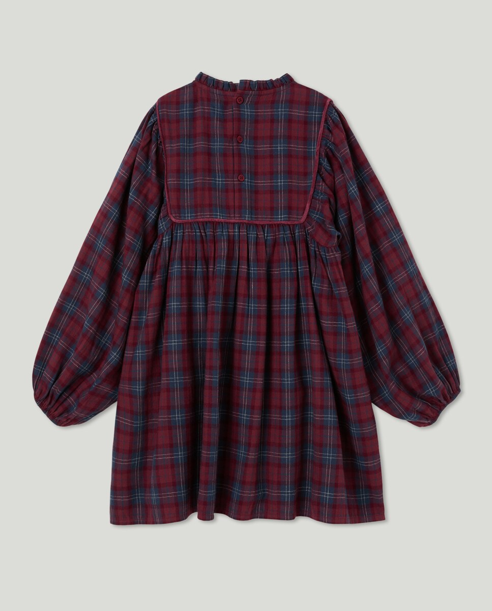 Vestido niña cuadros de franela 520 Kaki-2