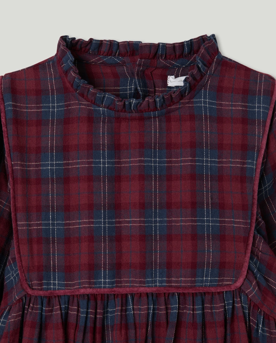 Vestido niña cuadros de franela 520 Kaki-3