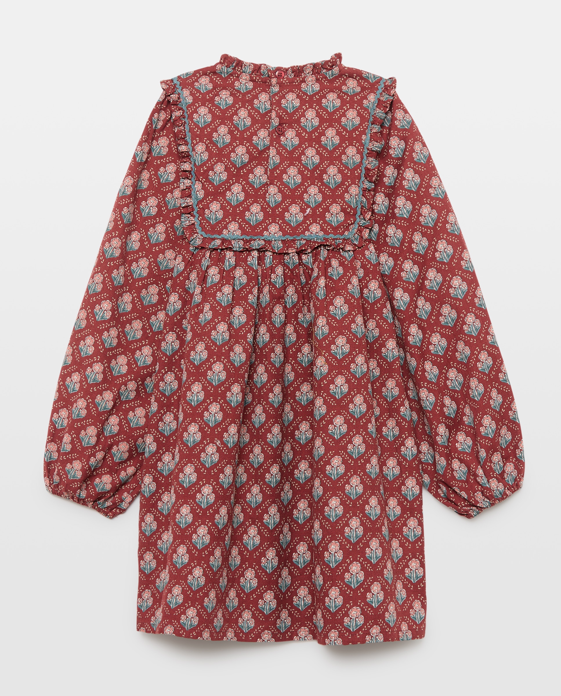 Vestido niña estampado con canesú 770 Terracota-2