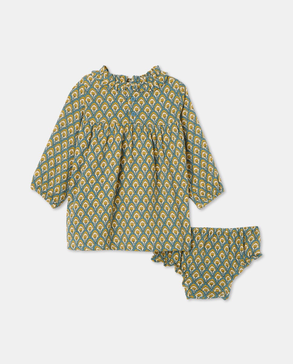 Vestido bebé gasa Verde Pato-2