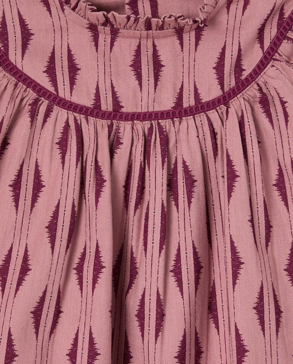 Vestido bebé estampado con vainica Ciruela-3