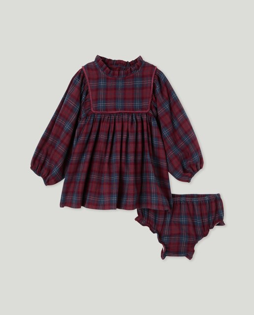 Imagen 0 de Vestido bebé cuadros franela