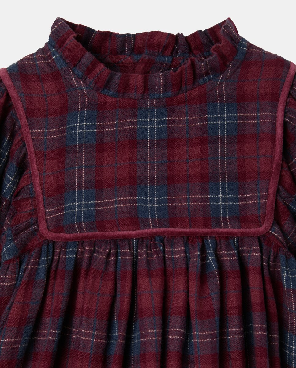 Vestido bebé cuadros franela 520 Kaki-3