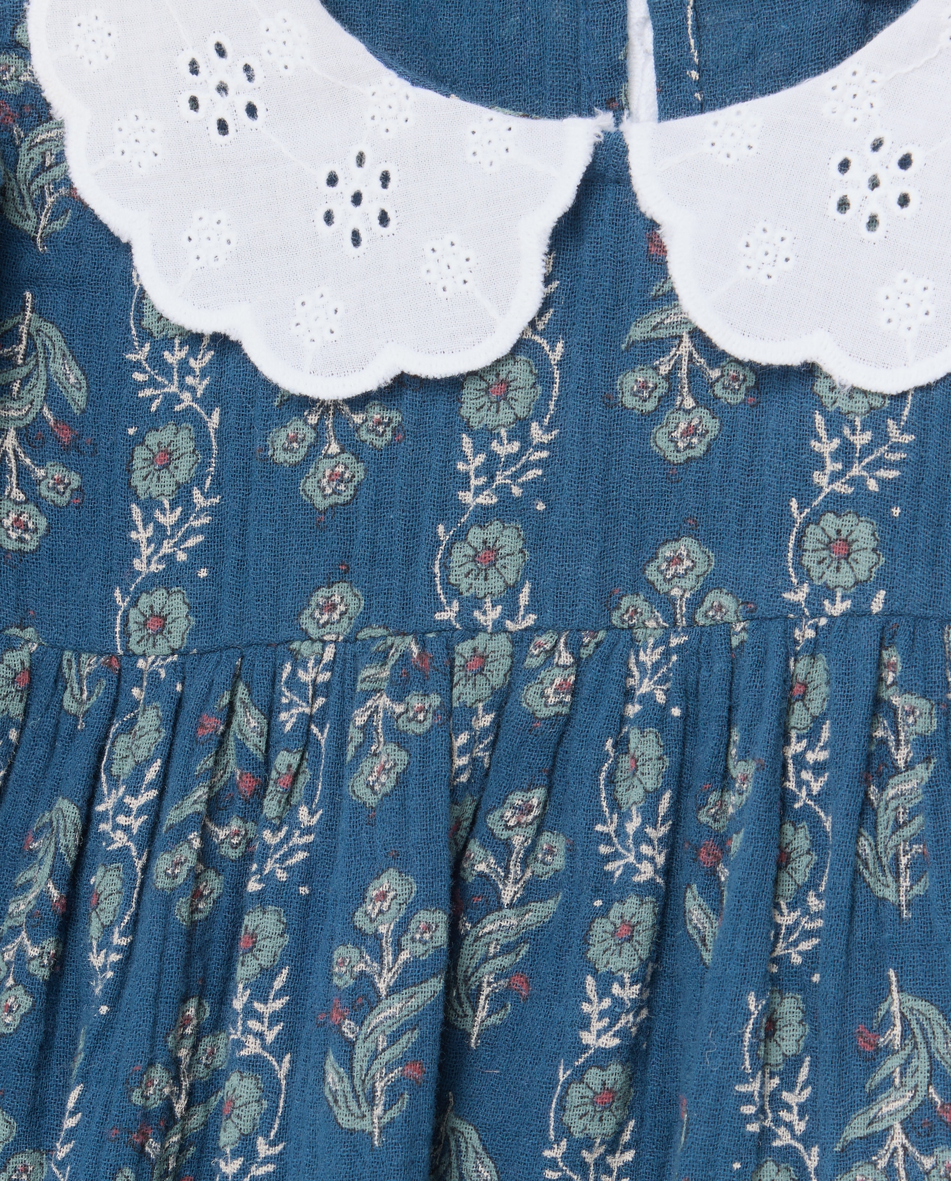 Vestido bebé niña con cuello troquelado 400 Azul-3